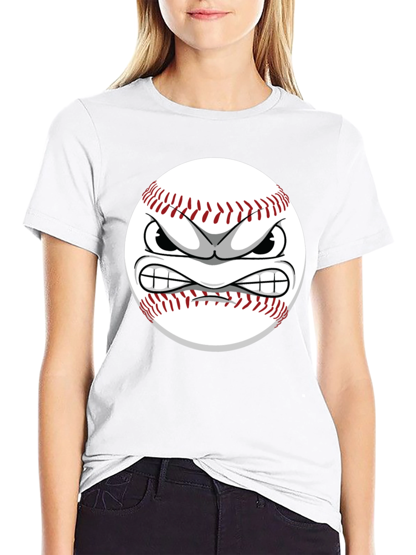 Angry Baseball Cartoon Graphic T-Shirt