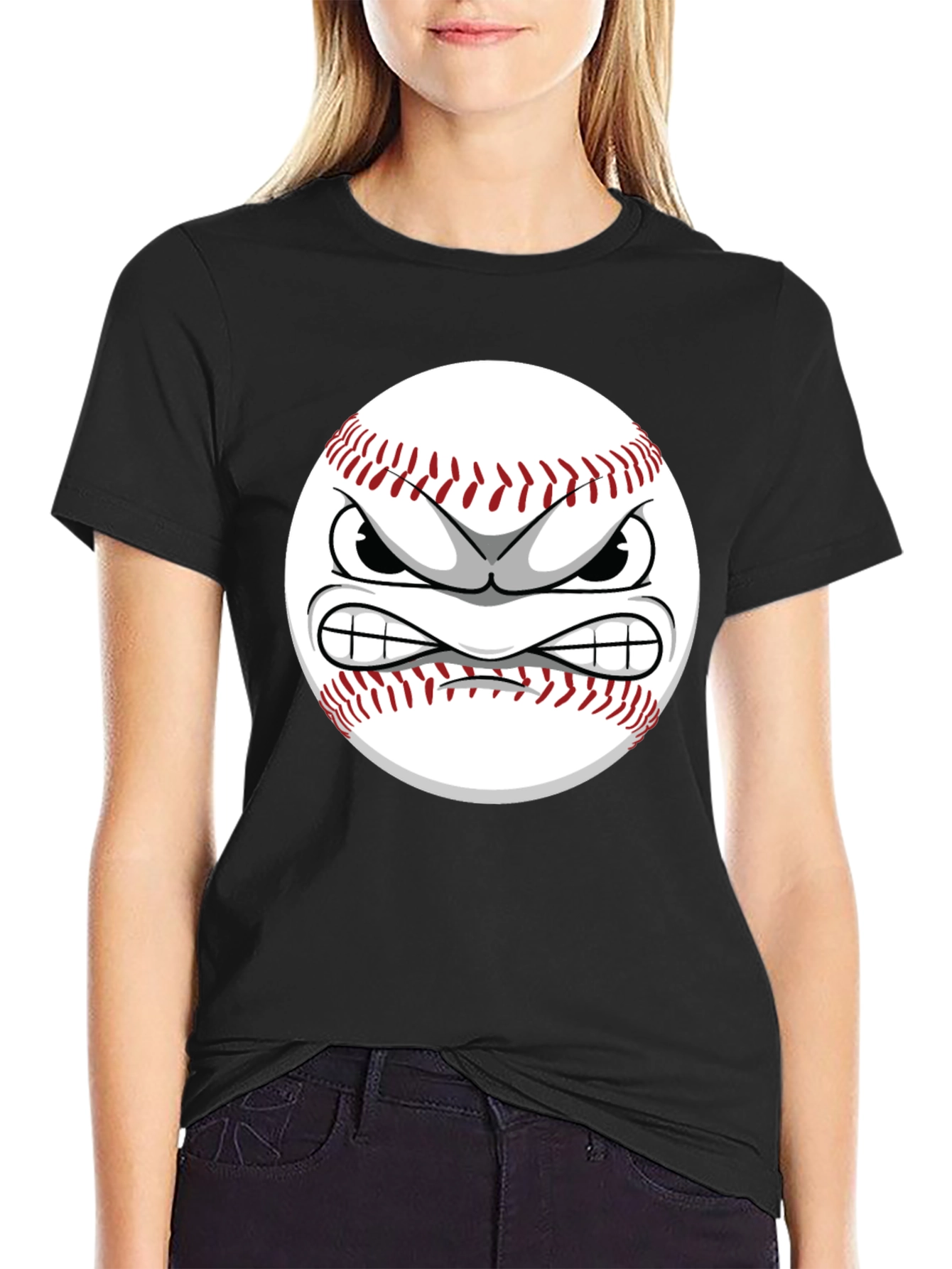 Angry Baseball Cartoon Graphic T-Shirt