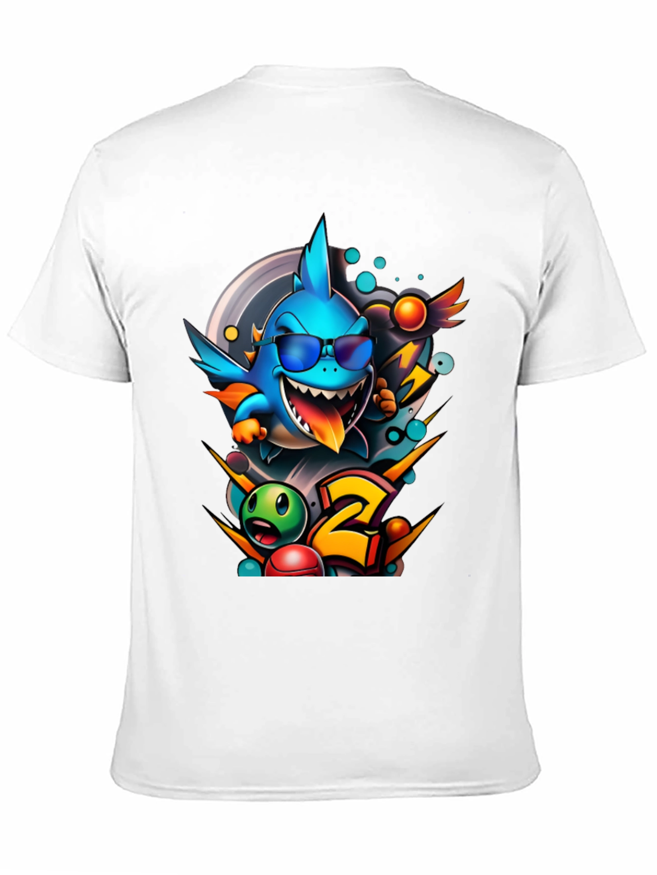 Cool Shark Cartoon Graphic Print T-Shirt