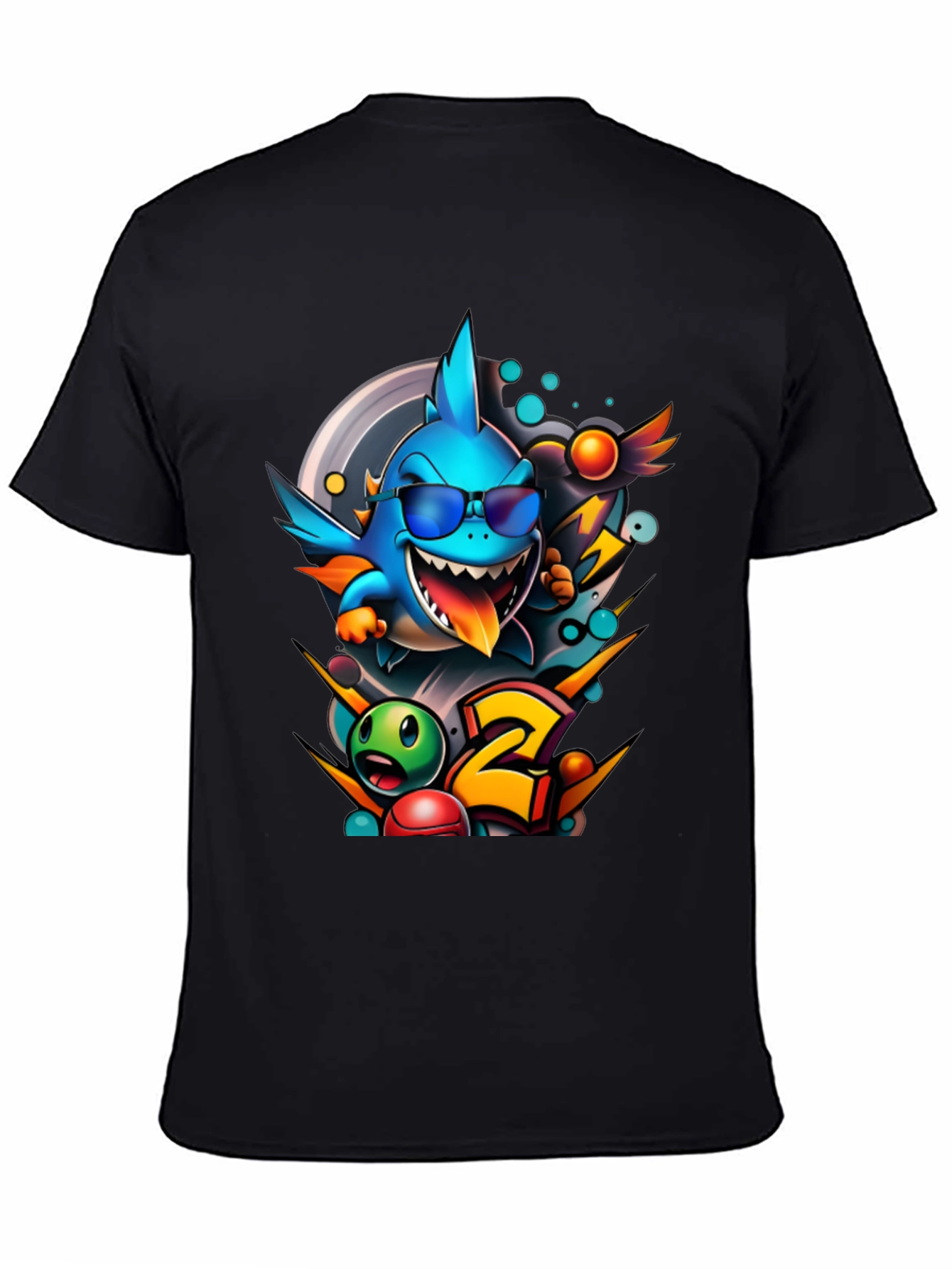 Cool Shark Cartoon Graphic Print T-Shirt