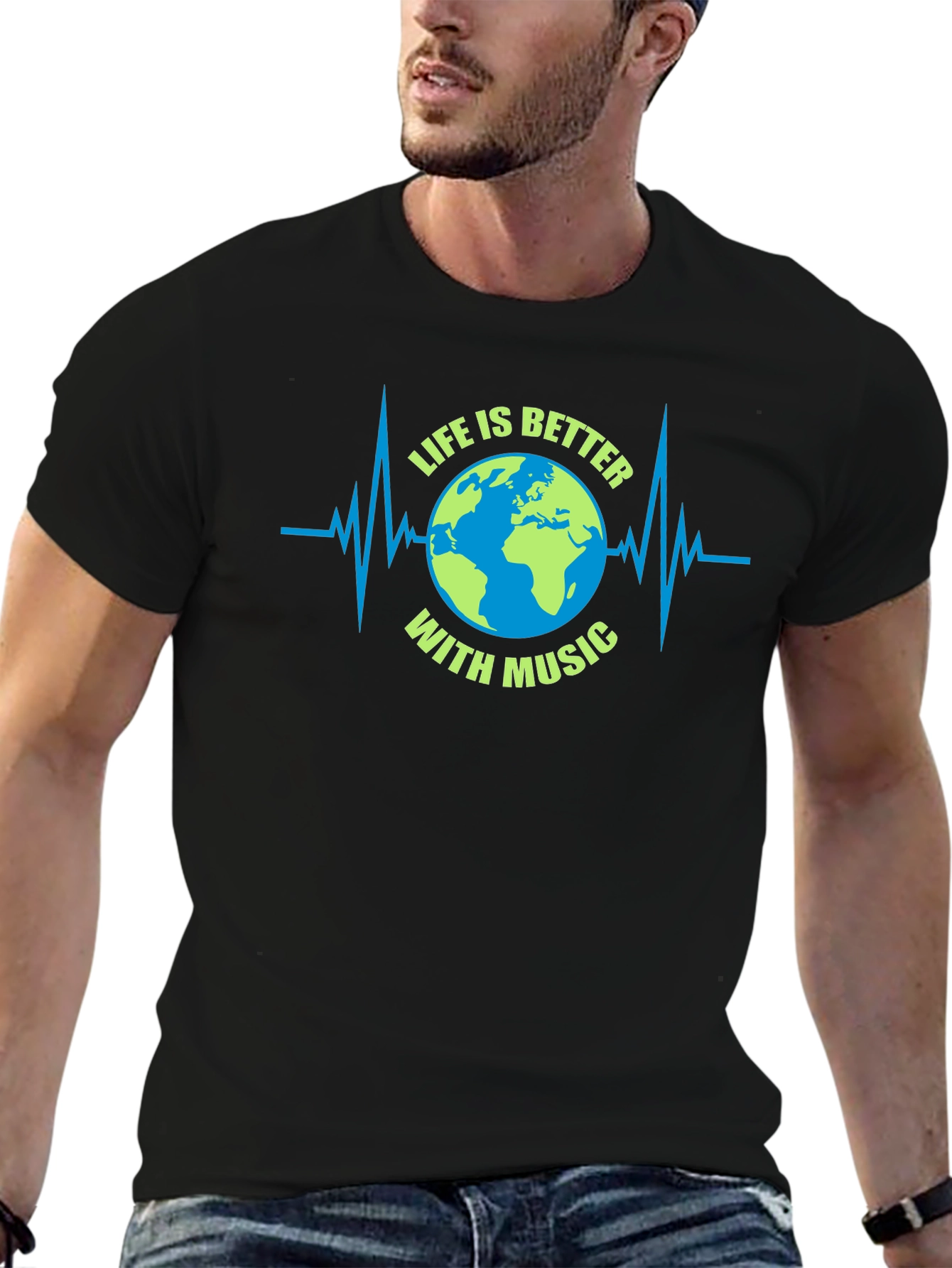 Life is Better with Music Earth Graphic Tee