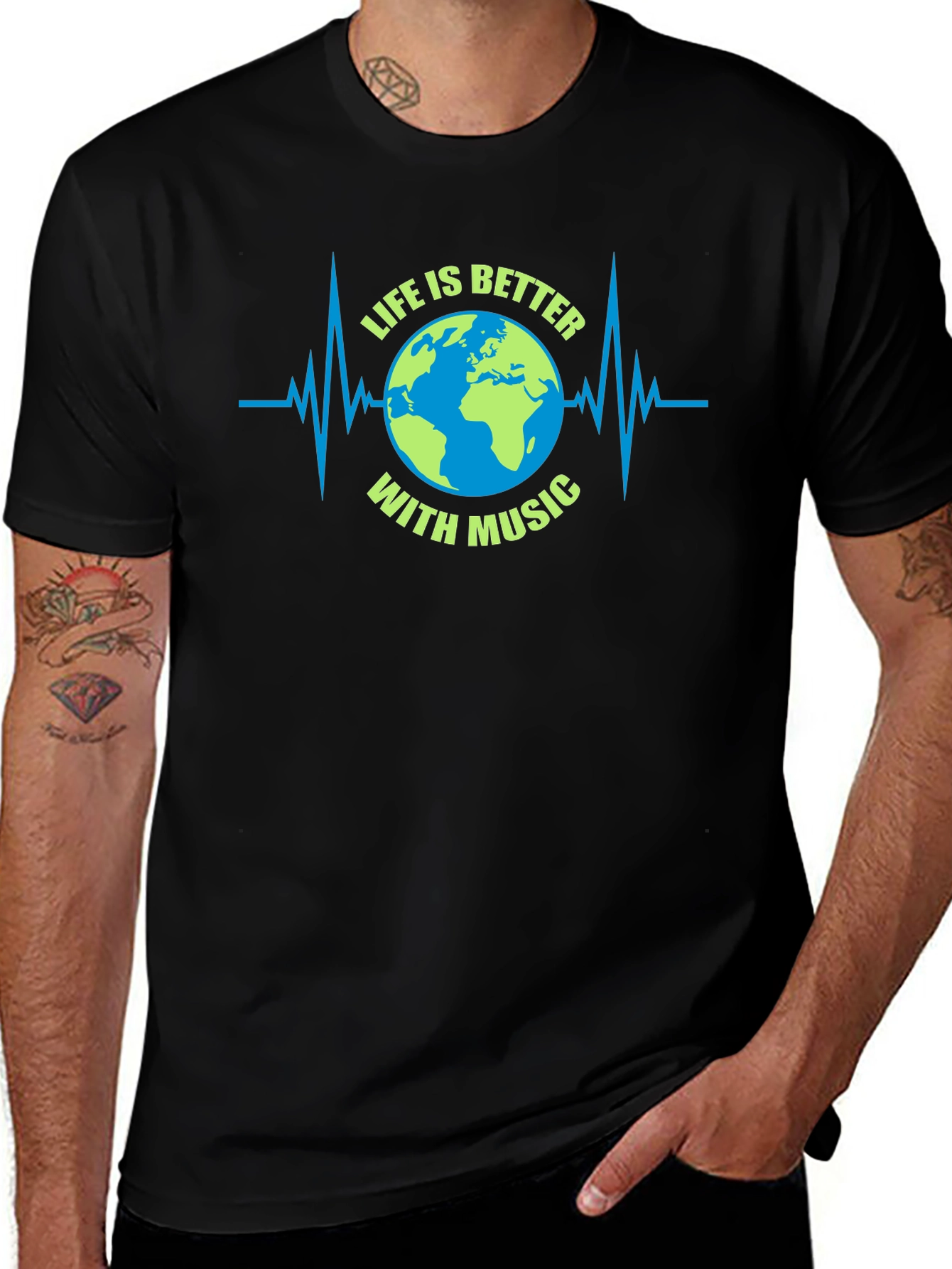 Life is Better with Music Earth Graphic Tee