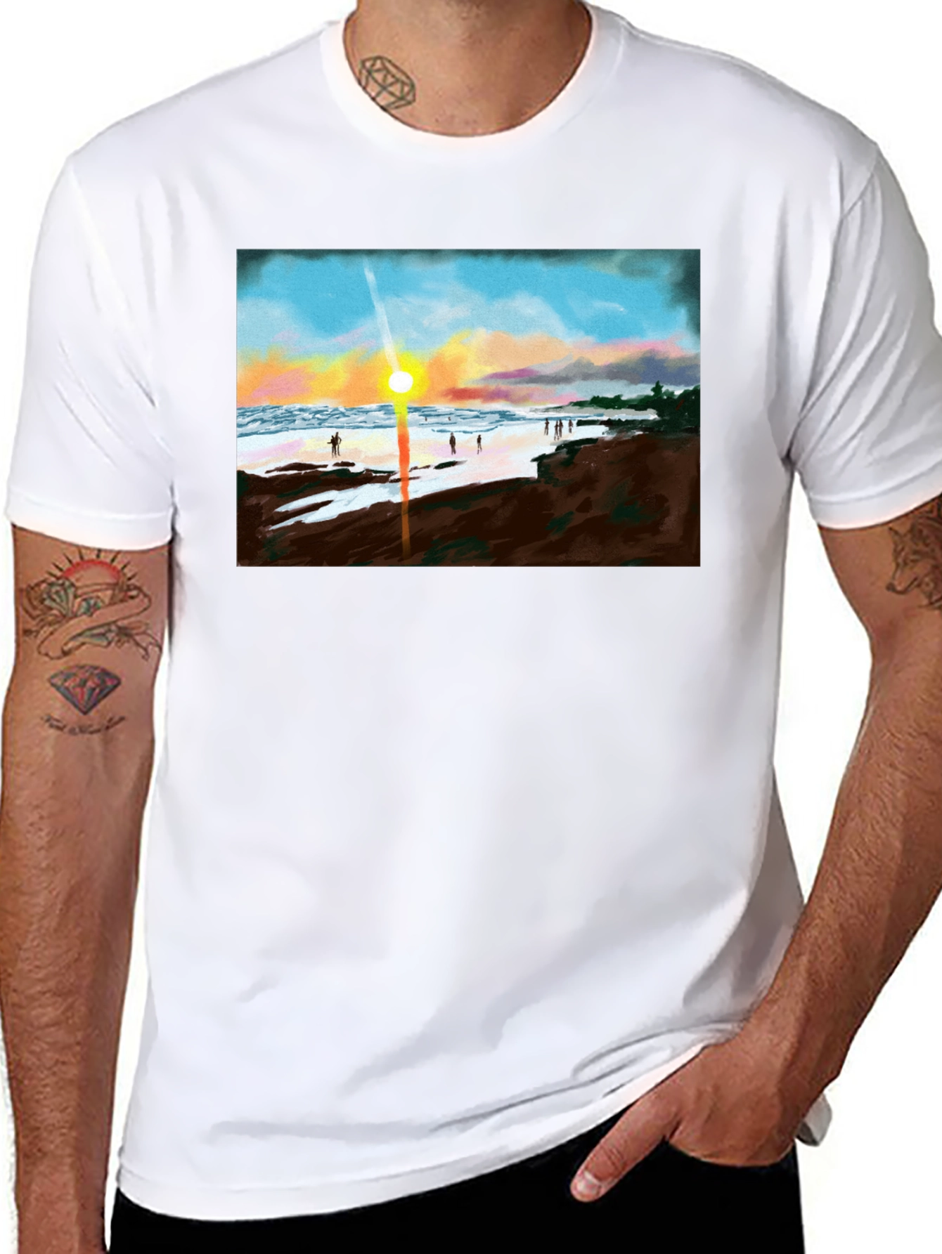 Sunset Beach T-Shirt - Coastal Design