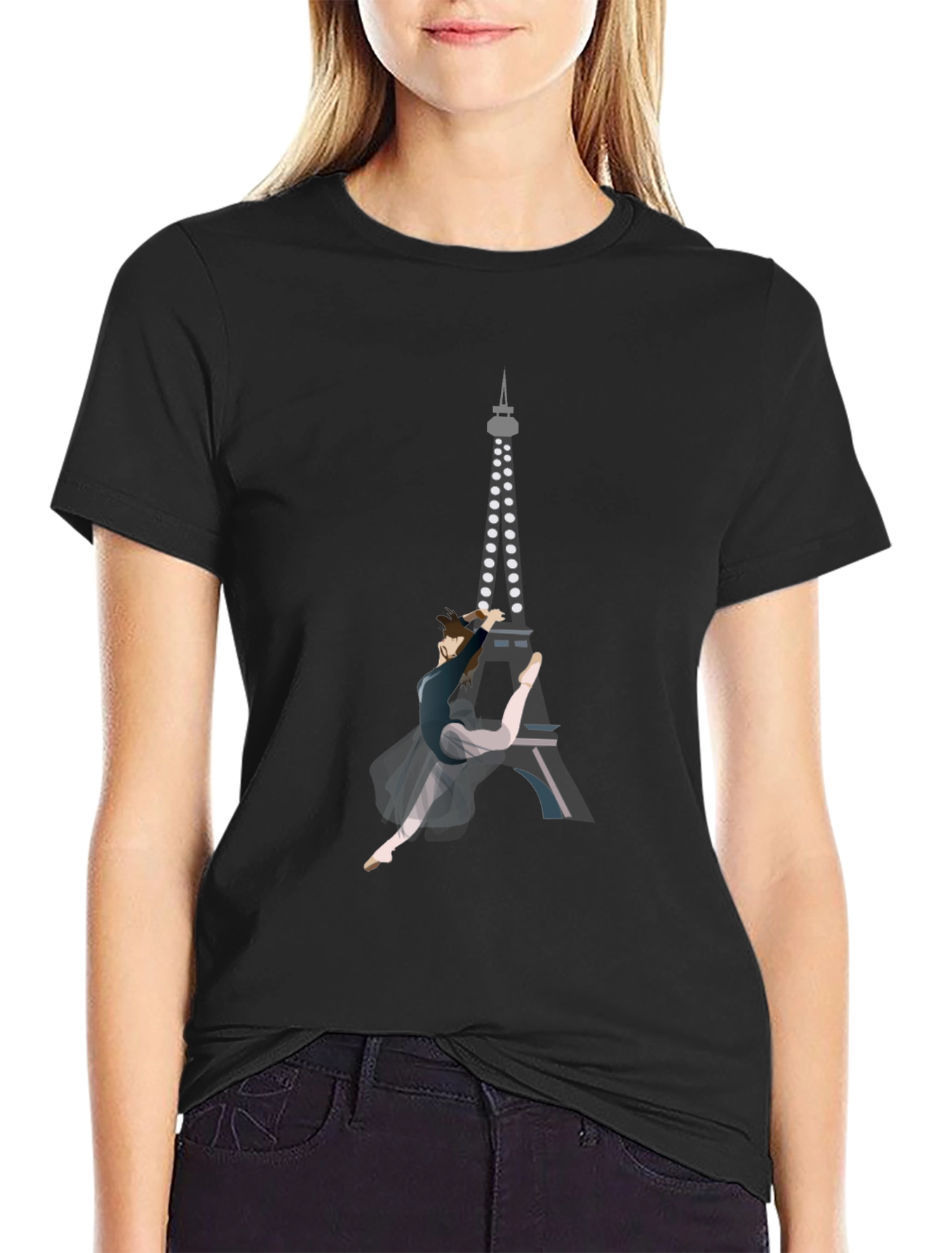 Eiffel Tower Ballet Graphic Tee - Modern Art Shirt