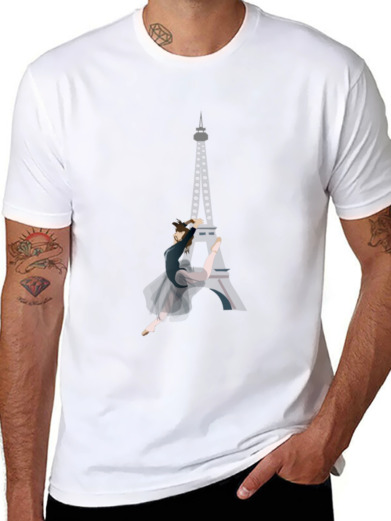Eiffel Tower Ballet Graphic Tee - Modern Art Shirt