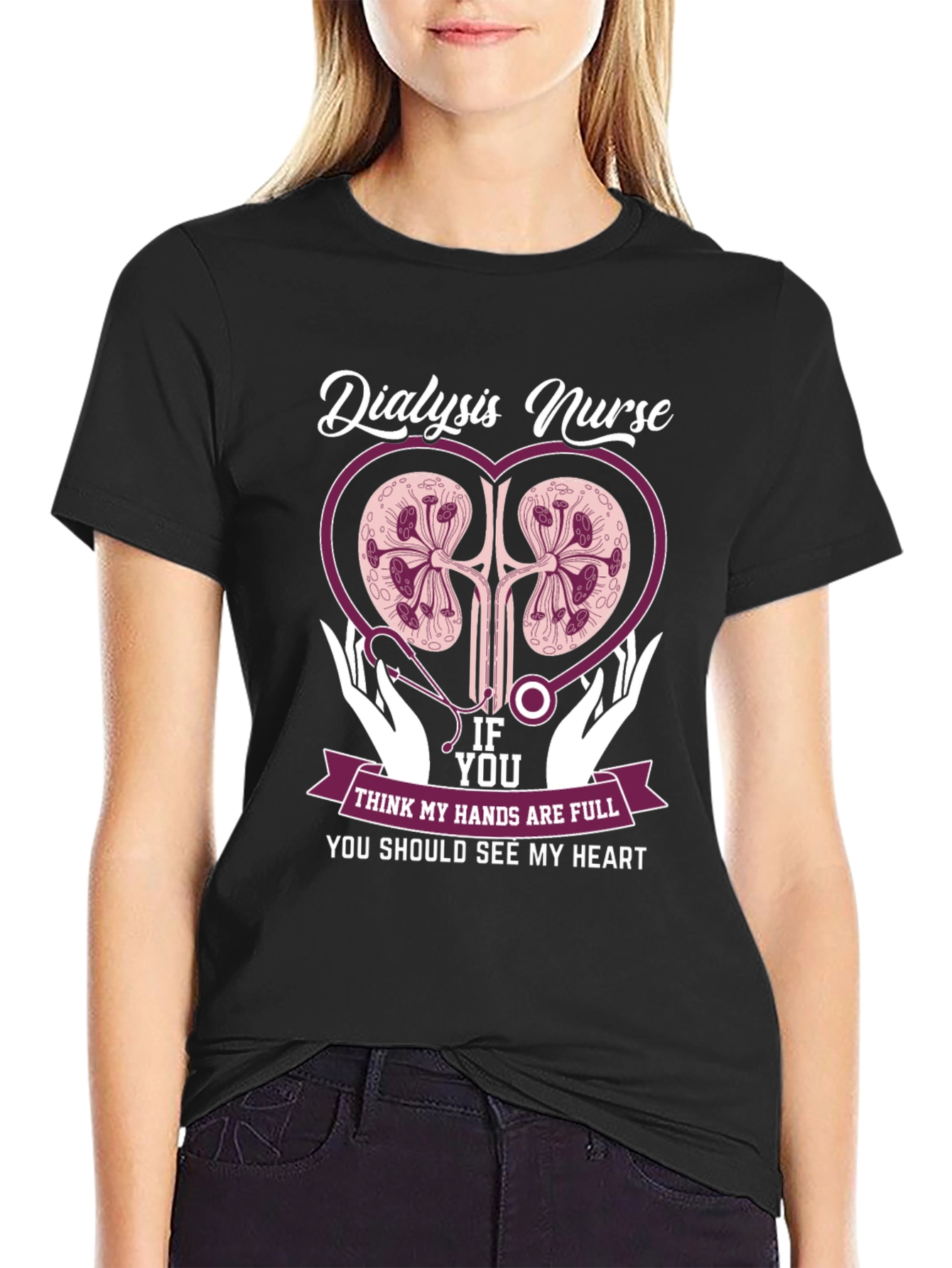 Dialysis Nurse Heart Graphic T-Shirt