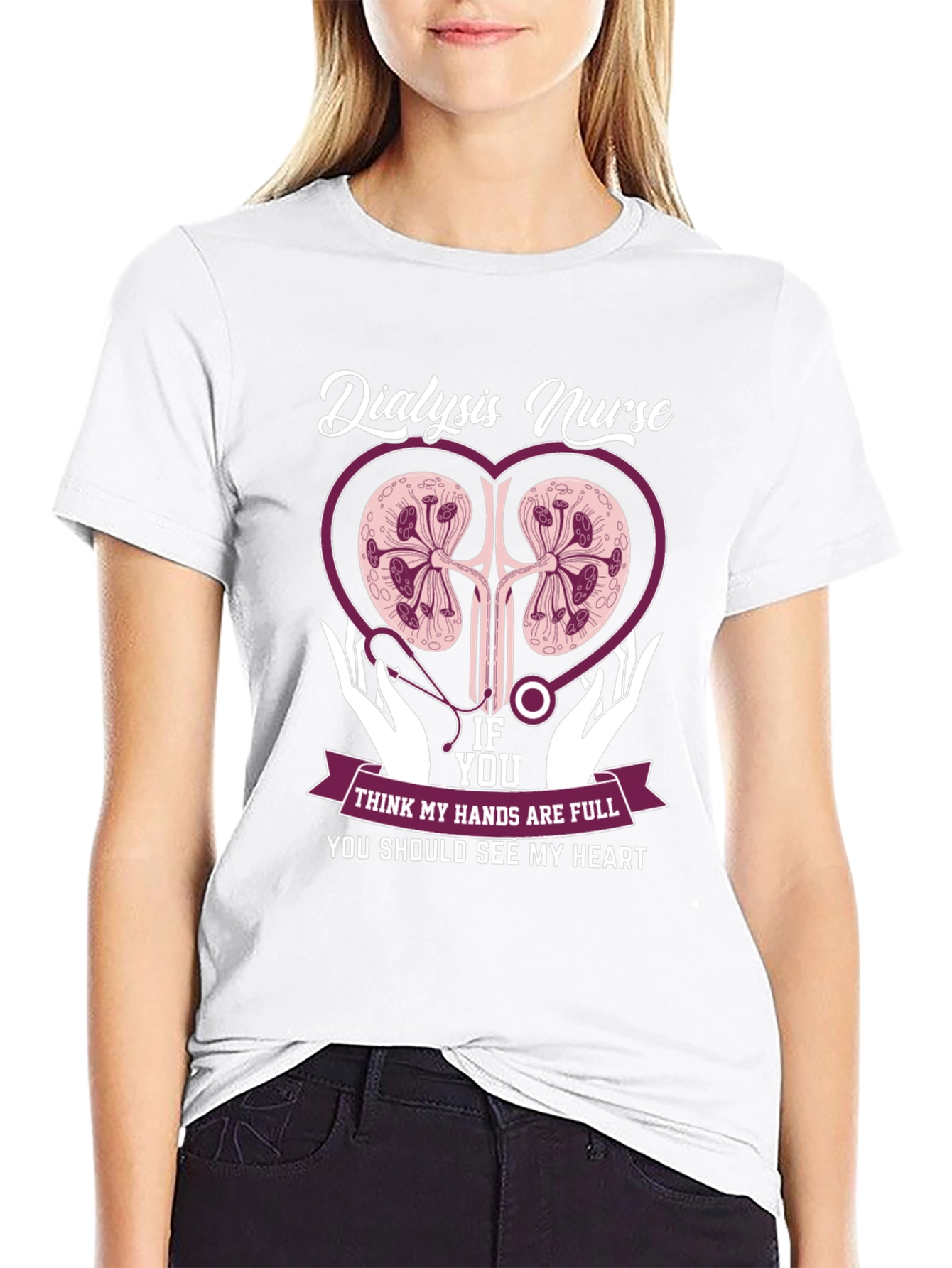 Dialysis Nurse Heart Graphic T-Shirt