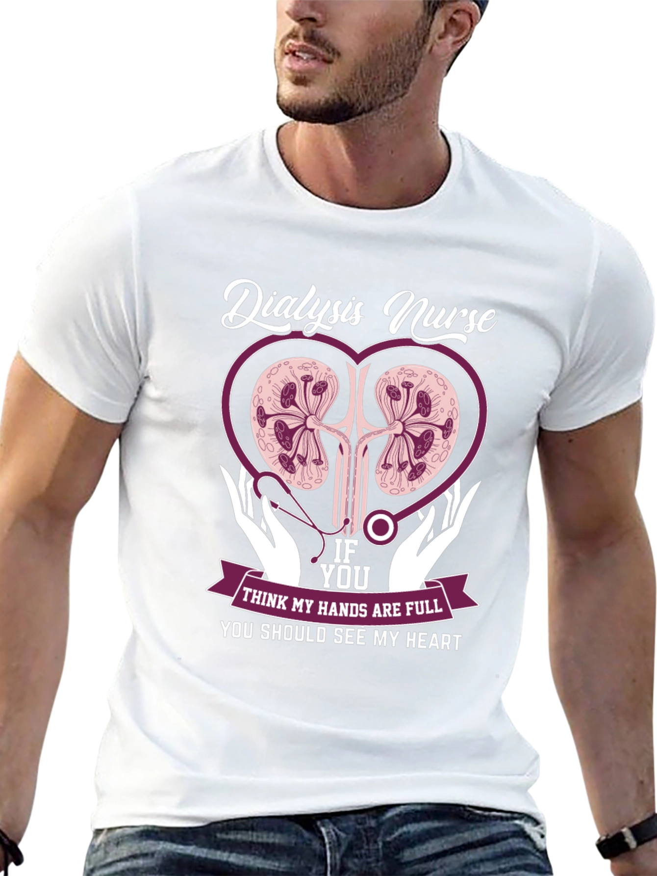 Dialysis Nurse Heart Graphic T-Shirt