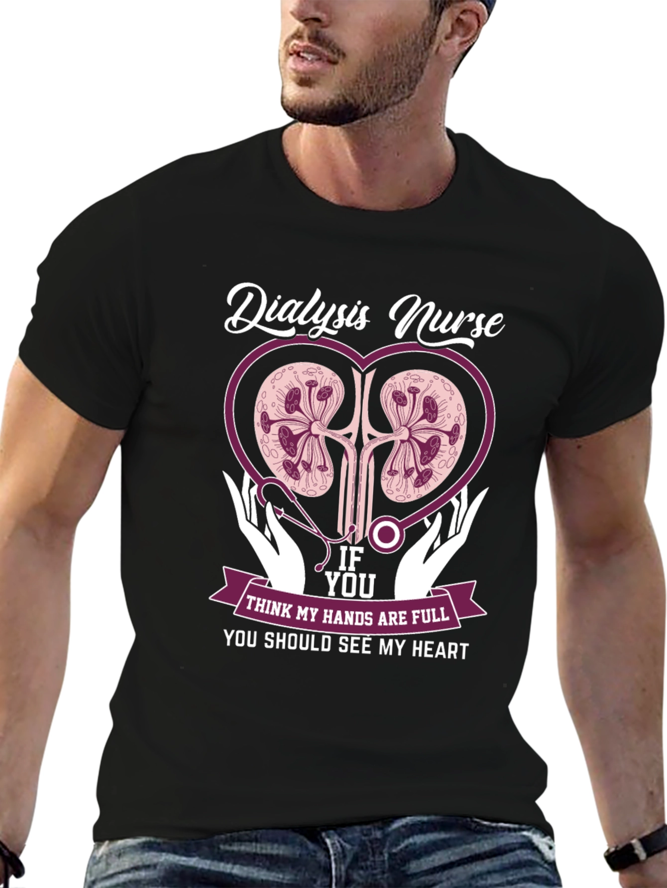 Dialysis Nurse Heart Graphic T-Shirt
