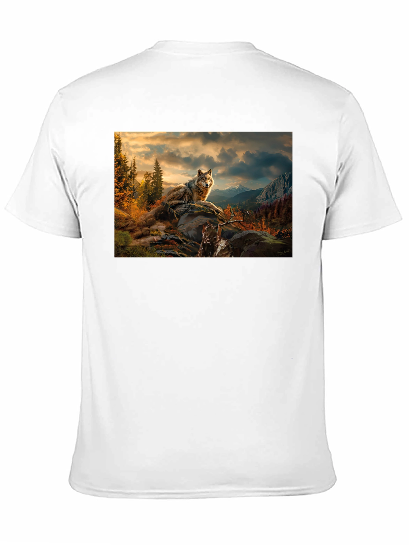 Wolf Landscape Graphic Tee - Stylish Black T-Shirt
