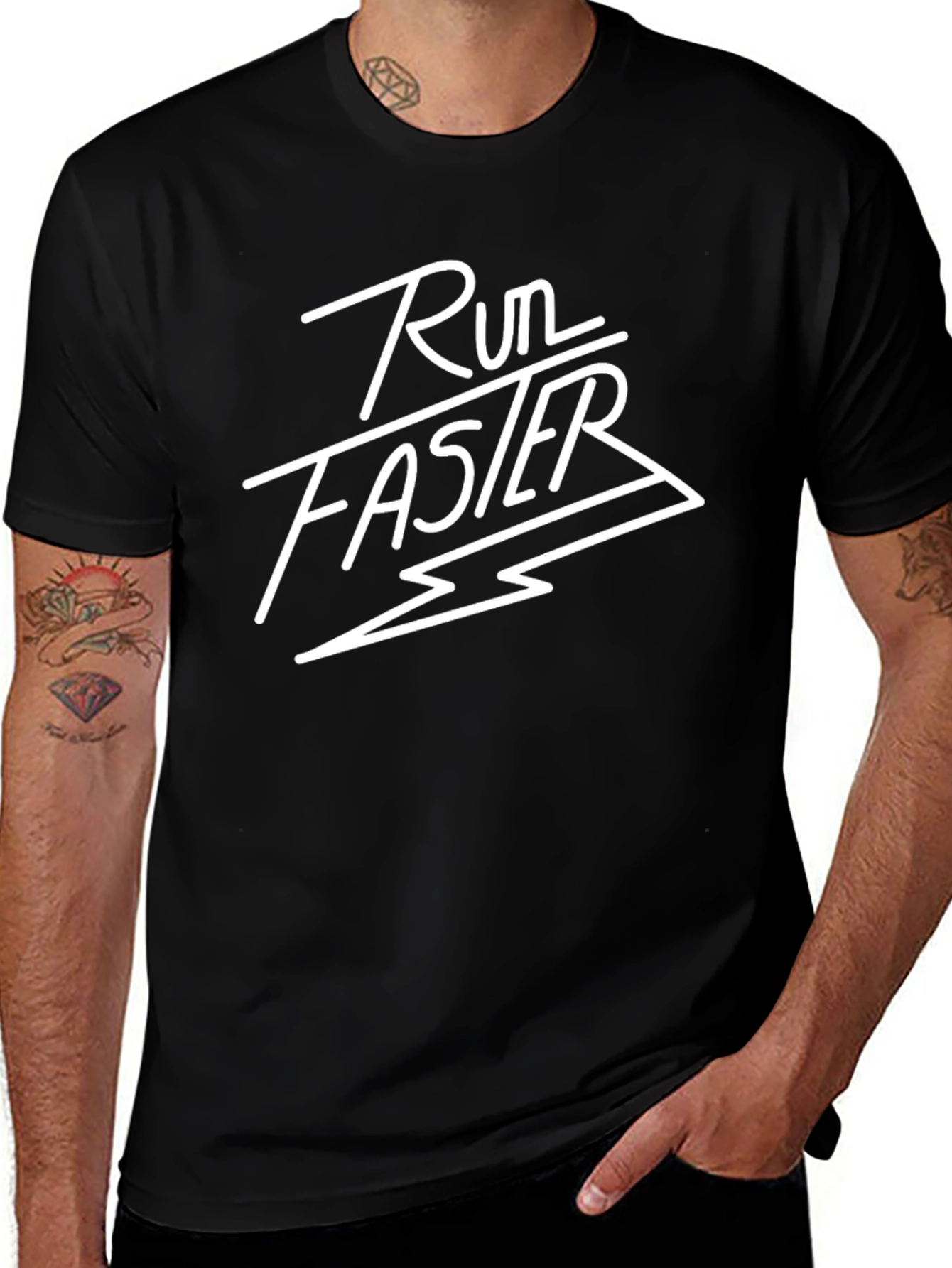 Run Faster Black Graphic Tee