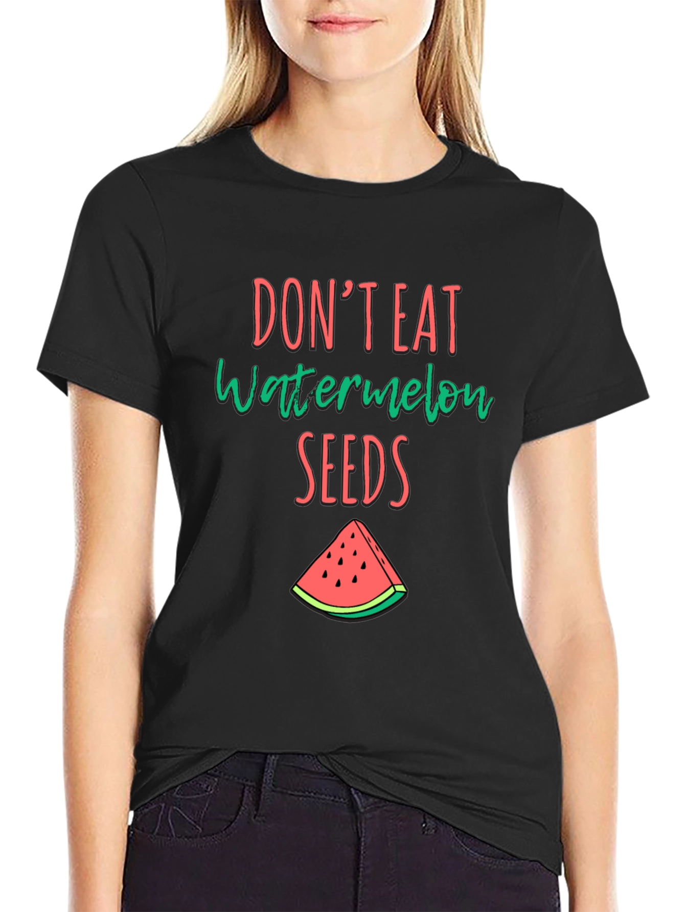 Funny Dont Eat Watermelon Seeds Black T-Shirt