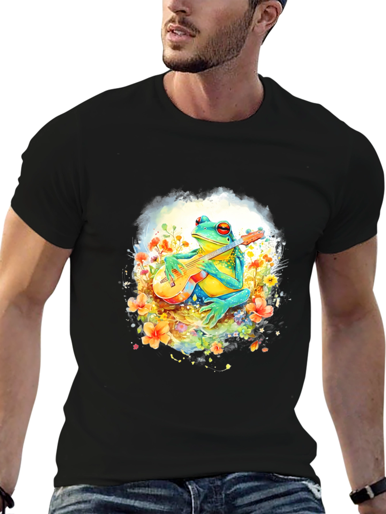 Frog Playing Guitar Graphic T-Shirt