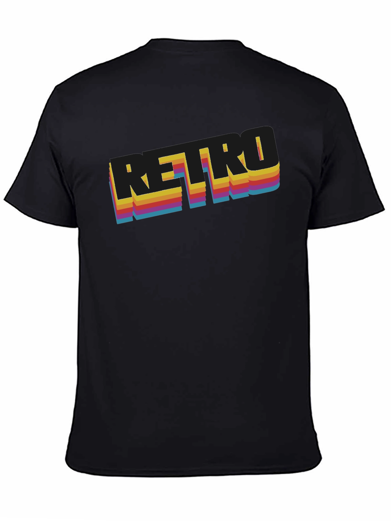 Retro Graphic Print Black T-Shirt