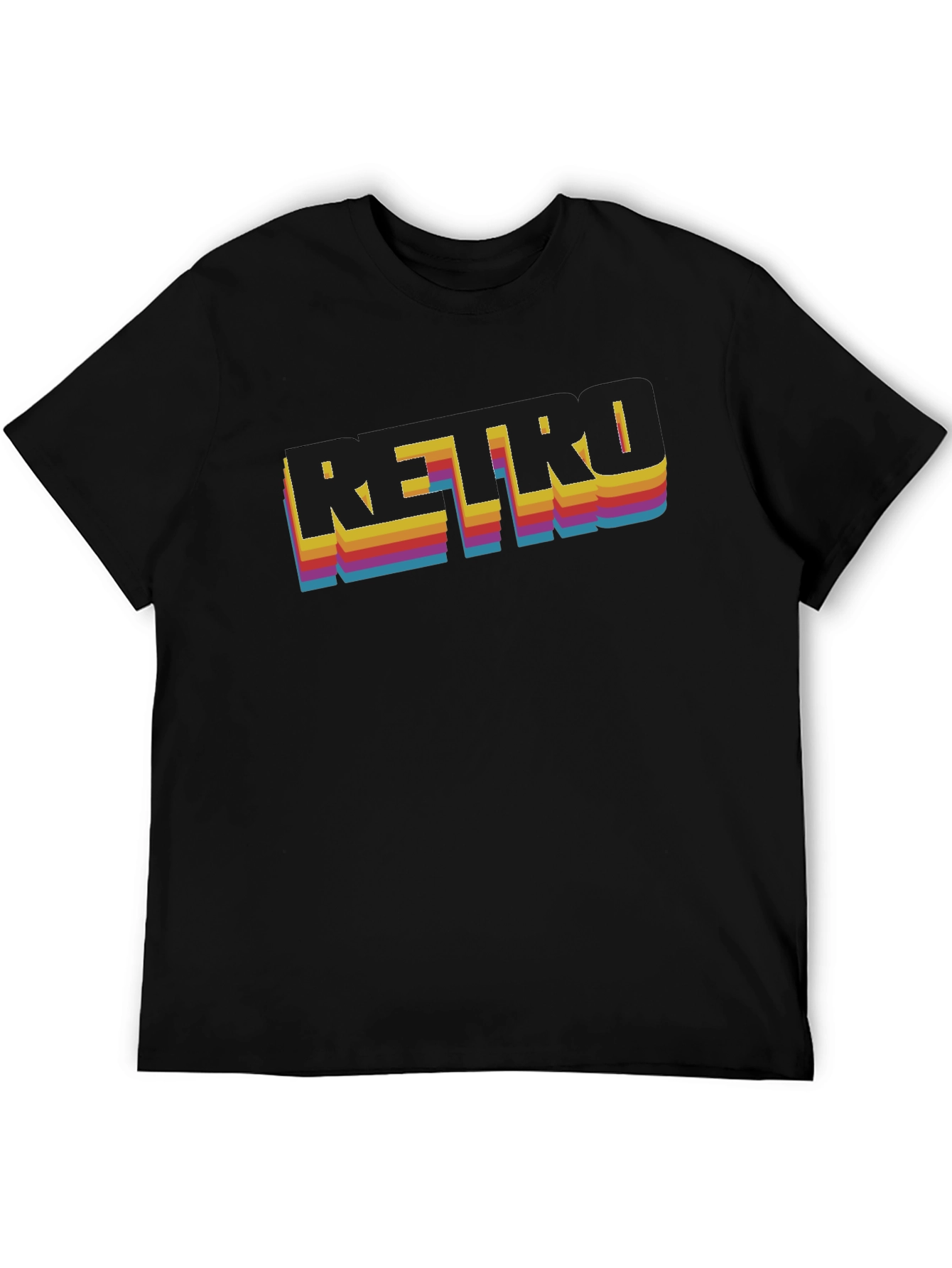 Retro Graphic Print Black T-Shirt
