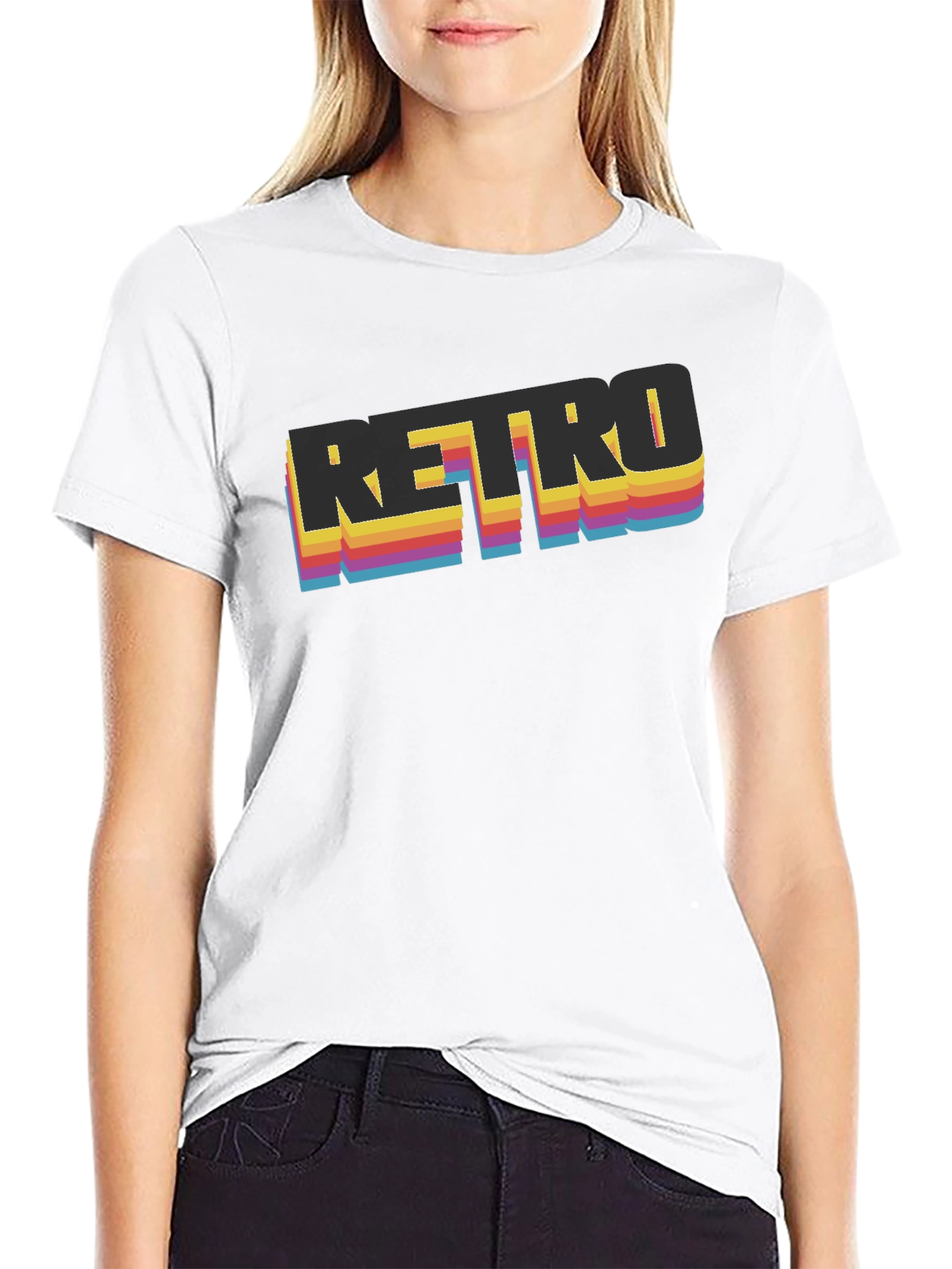 Retro Graphic Print Black T-Shirt