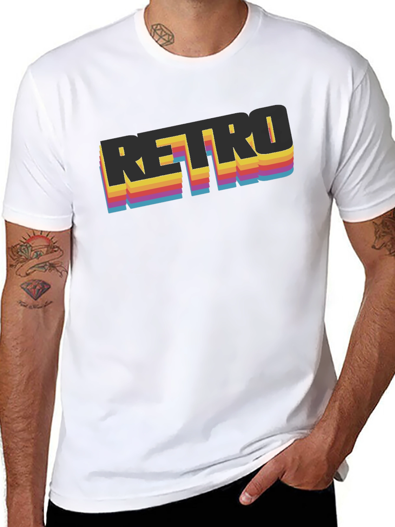 Retro Graphic Print Black T-Shirt