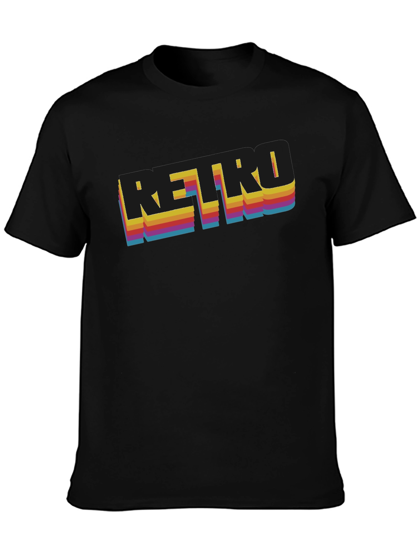 Retro Graphic Print Black T-Shirt