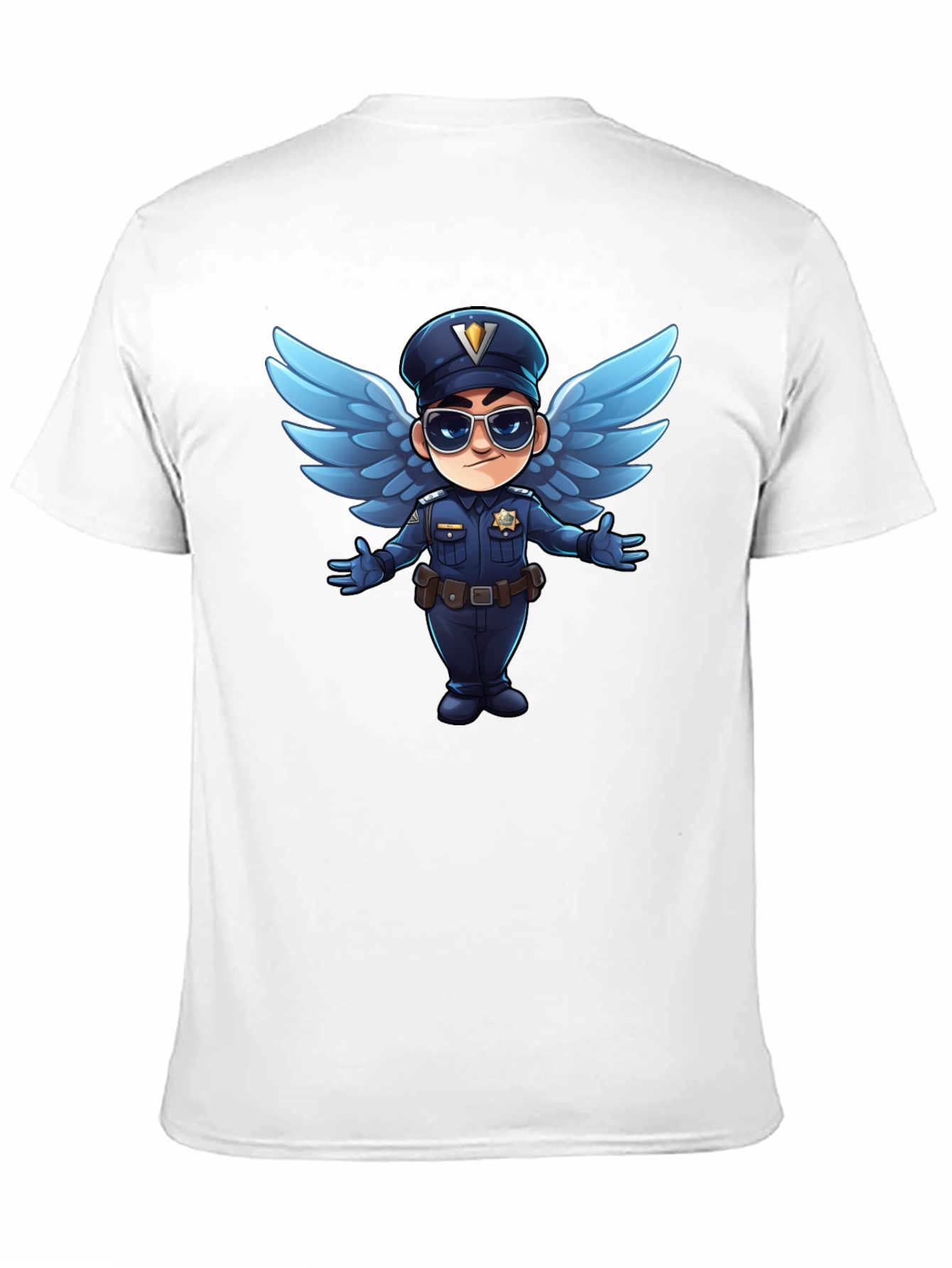 Cartoon Angel Cop T-Shirt - Black