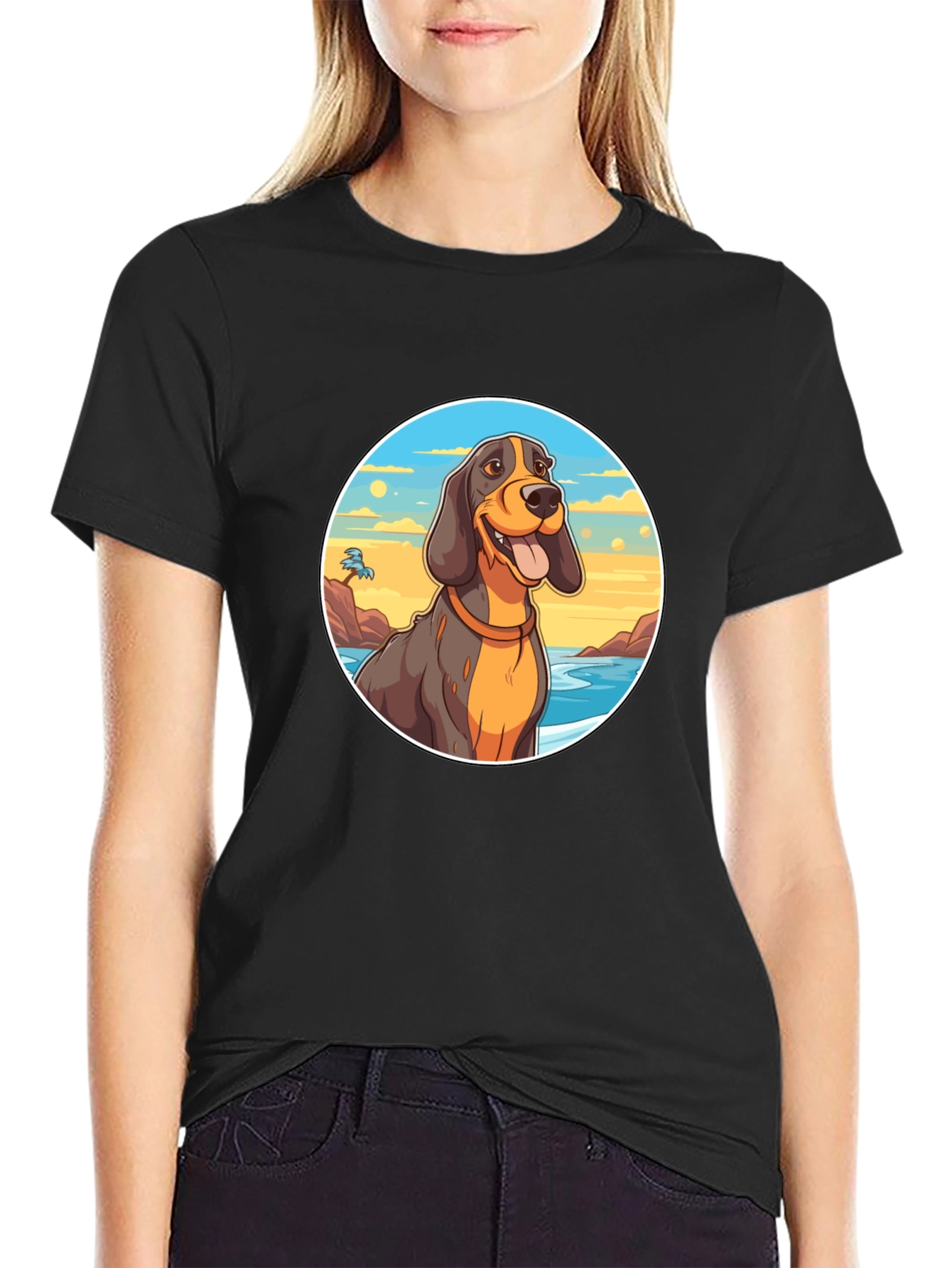 Dog Beach T-Shirt - Black Cotton Graphic Tee