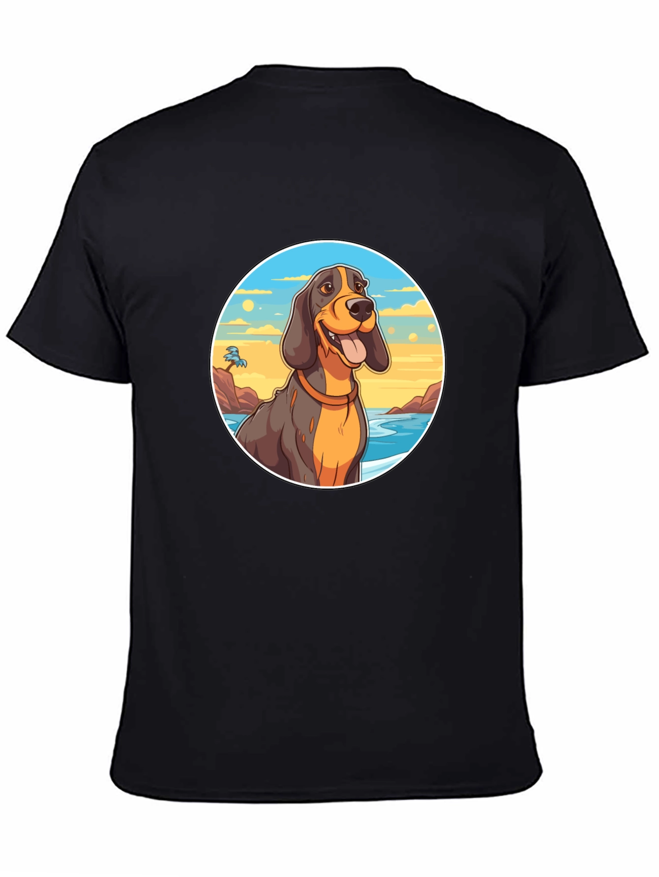 Dog Beach T-Shirt - Black Cotton Graphic Tee