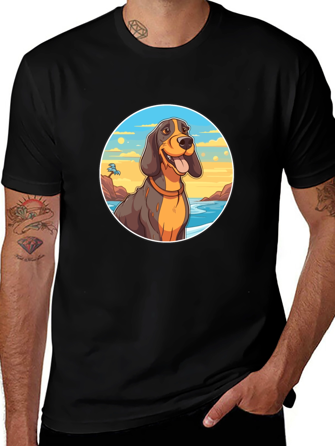 Dog Beach T-Shirt - Black Cotton Graphic Tee