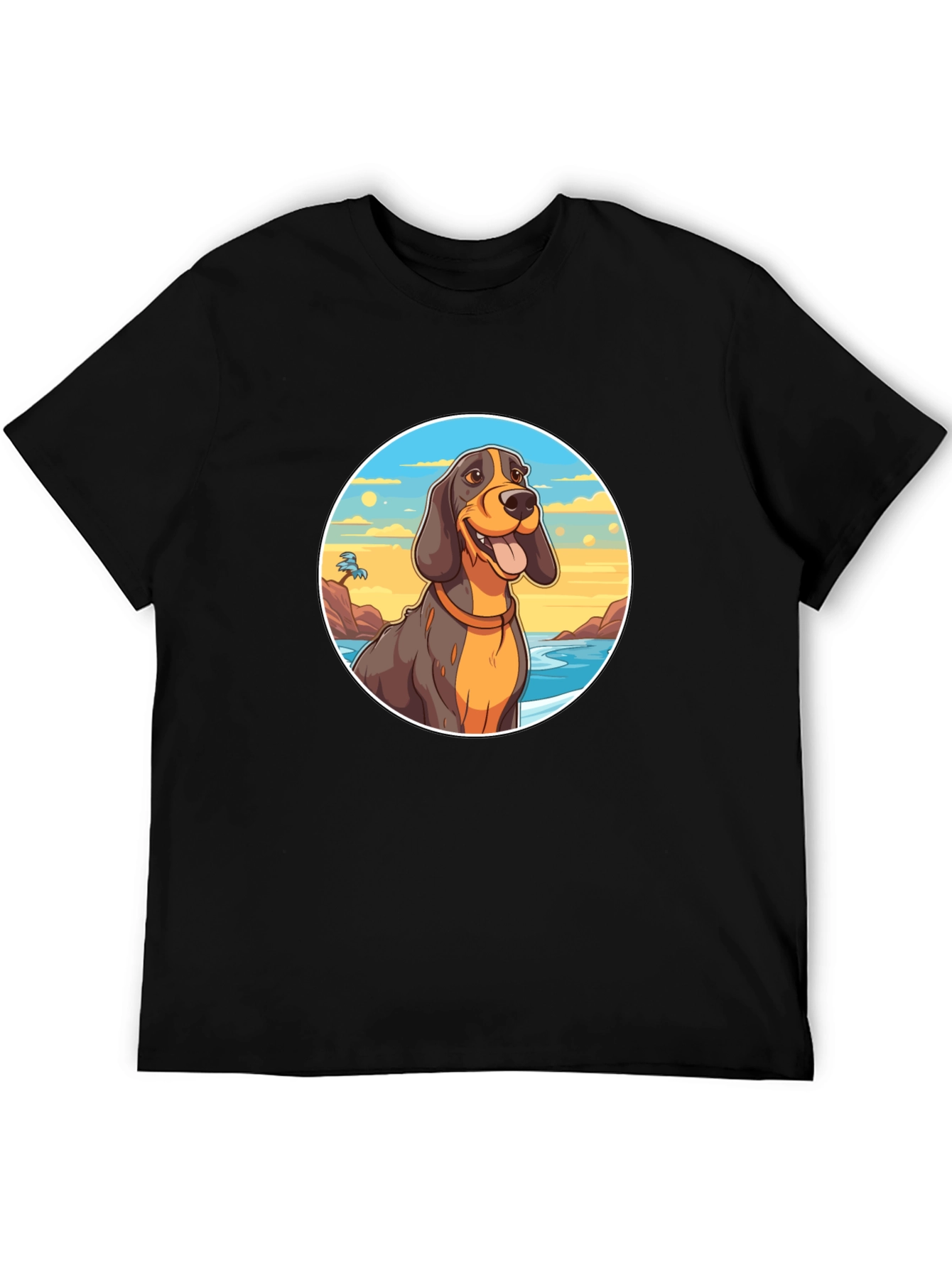 Dog Beach T-Shirt - Black Cotton Graphic Tee