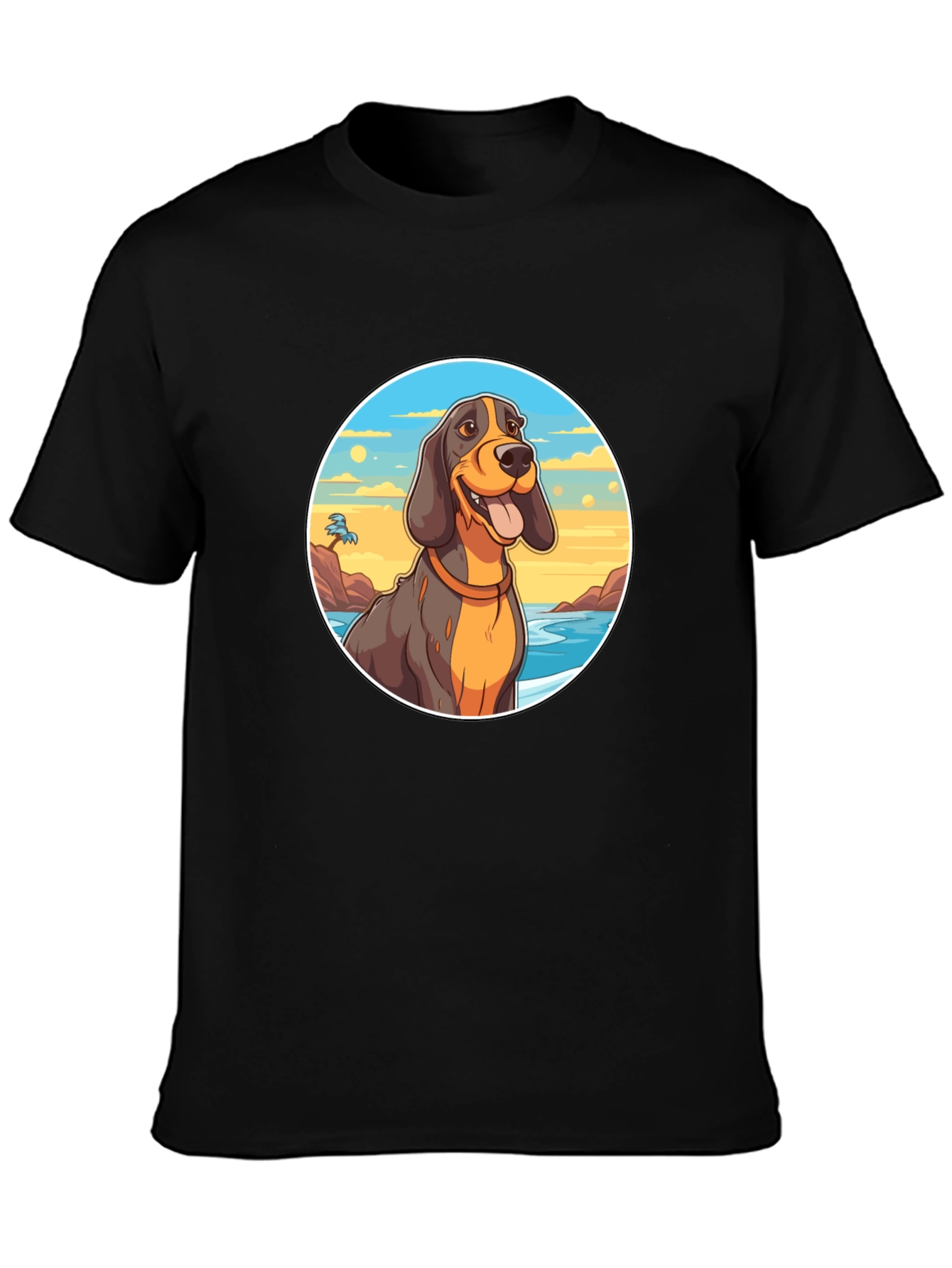 Dog Beach T-Shirt - Black Cotton Graphic Tee