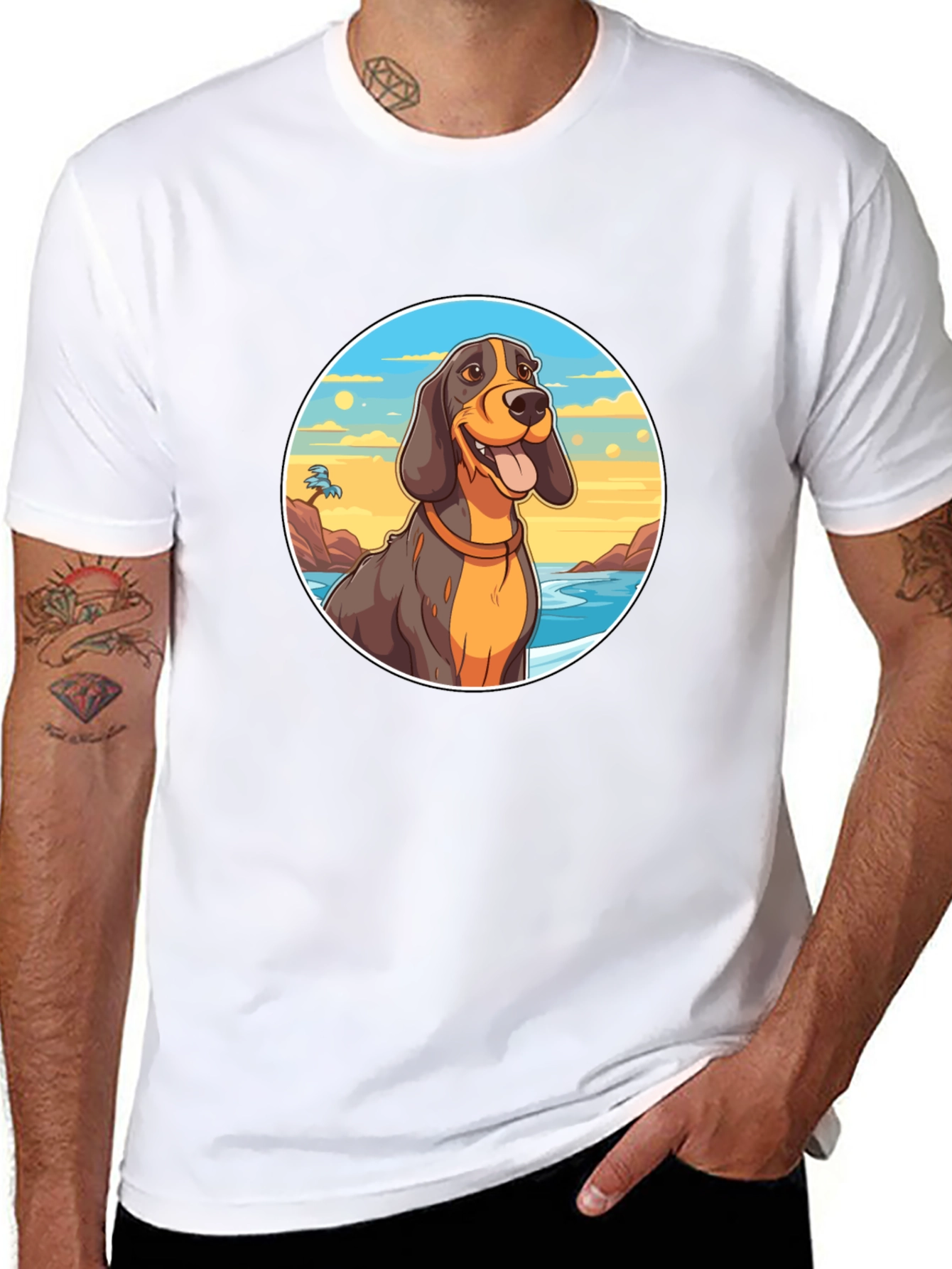Dog Beach T-Shirt - Black Cotton Graphic Tee