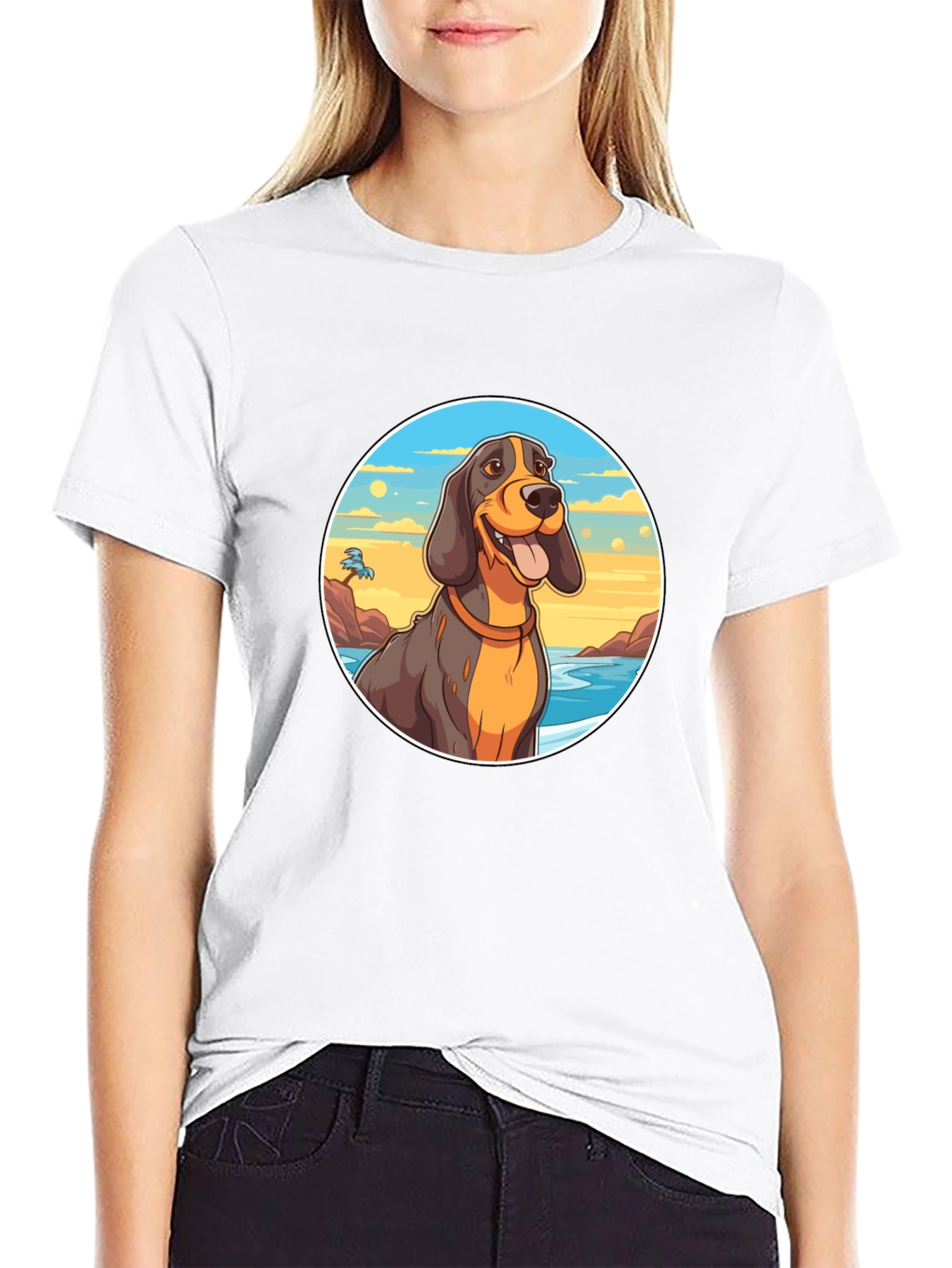 Dog Beach T-Shirt - Black Cotton Graphic Tee