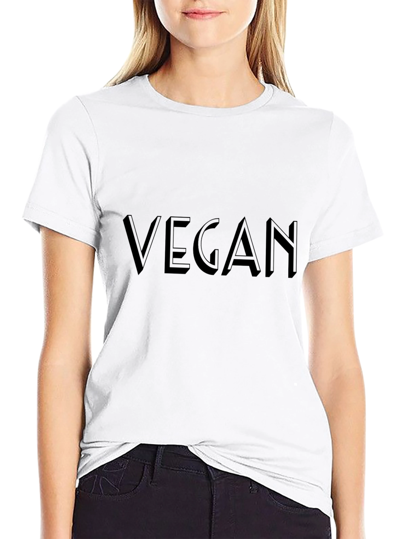 Vegan Statement Tee - Solid Black Crew Neck T-Shirt