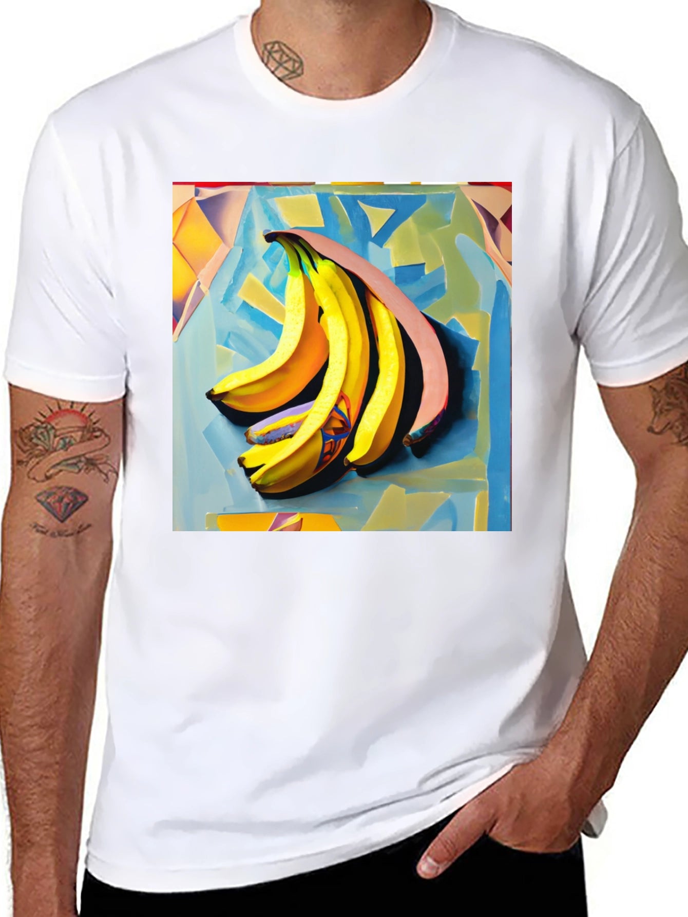 Banana Art Print Black T-Shirt