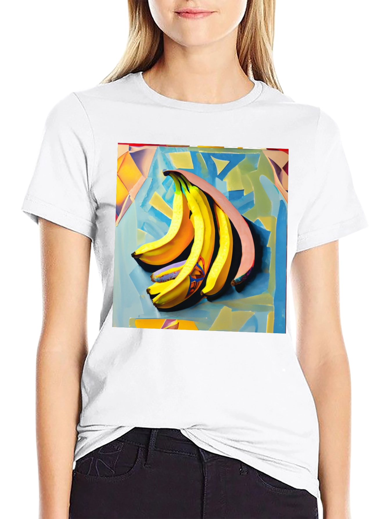 Banana Art Print Black T-Shirt