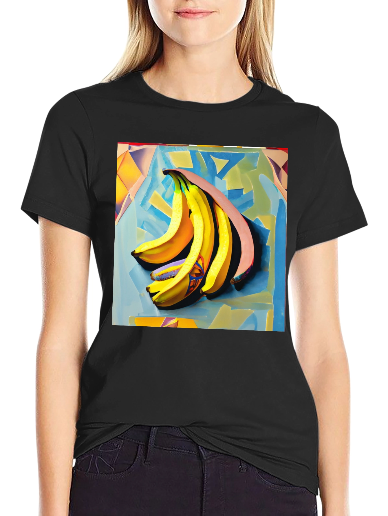 Banana Art Print Black T-Shirt