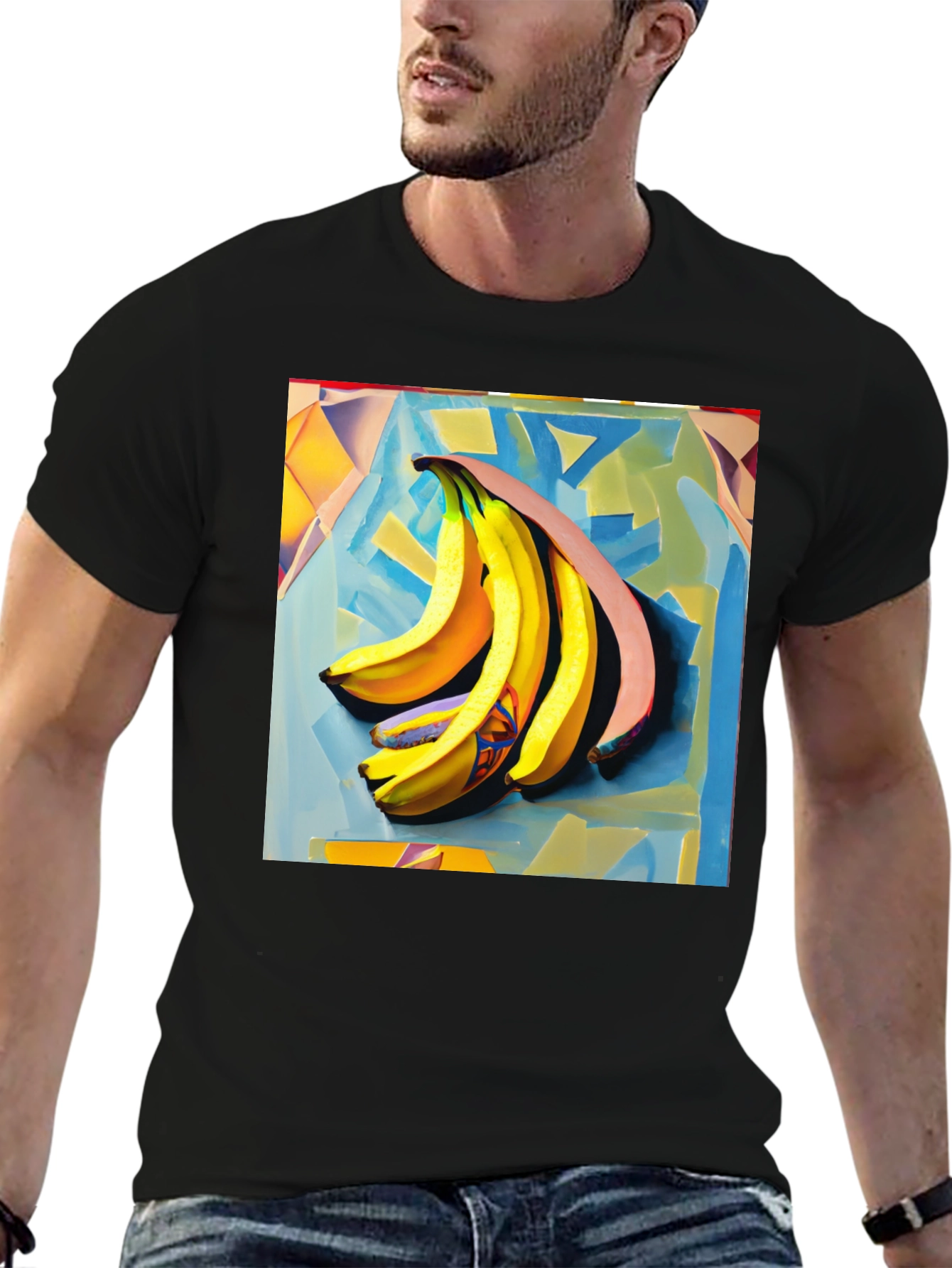 Banana Art Print Black T-Shirt