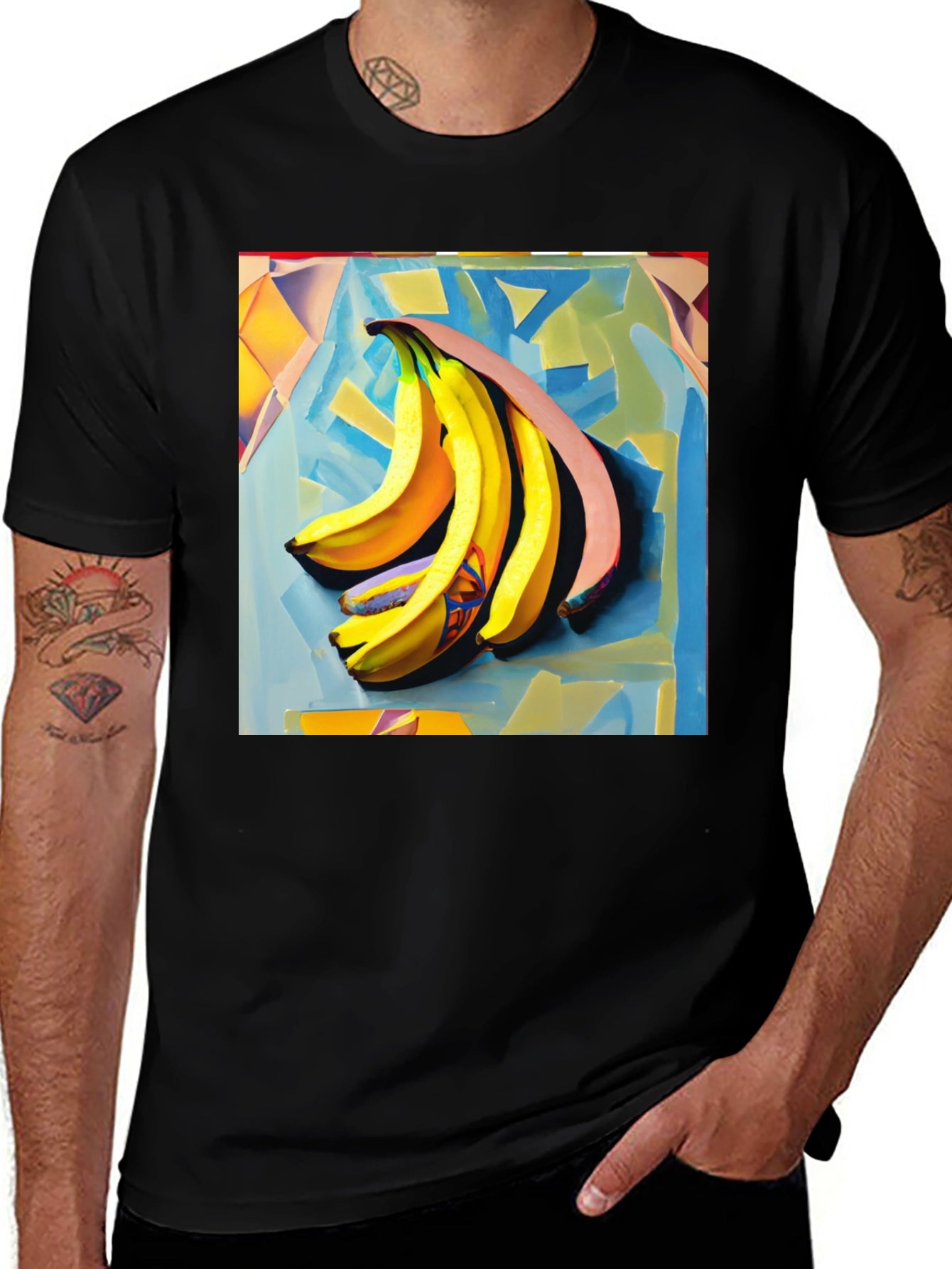 Banana Art Print Black T-Shirt