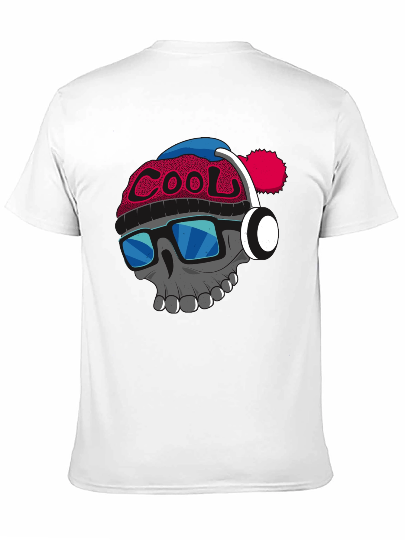 Cool Skull with Beanie & Headphones Graphic T-Shirt