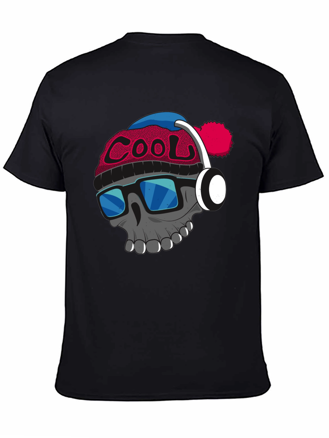 Cool Skull with Beanie & Headphones Graphic T-Shirt