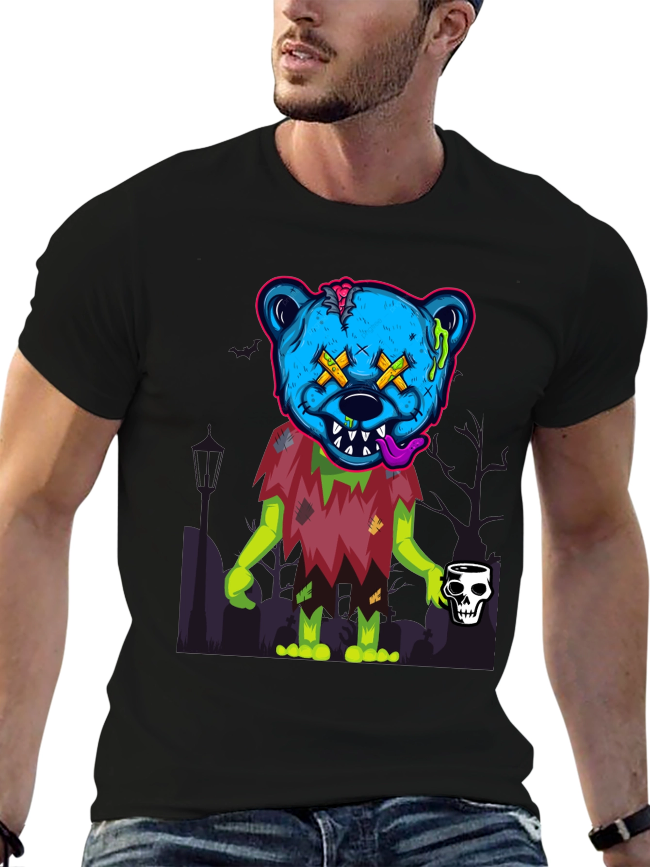 Zombie Bear Graphic Tee - Spooky & Stylish