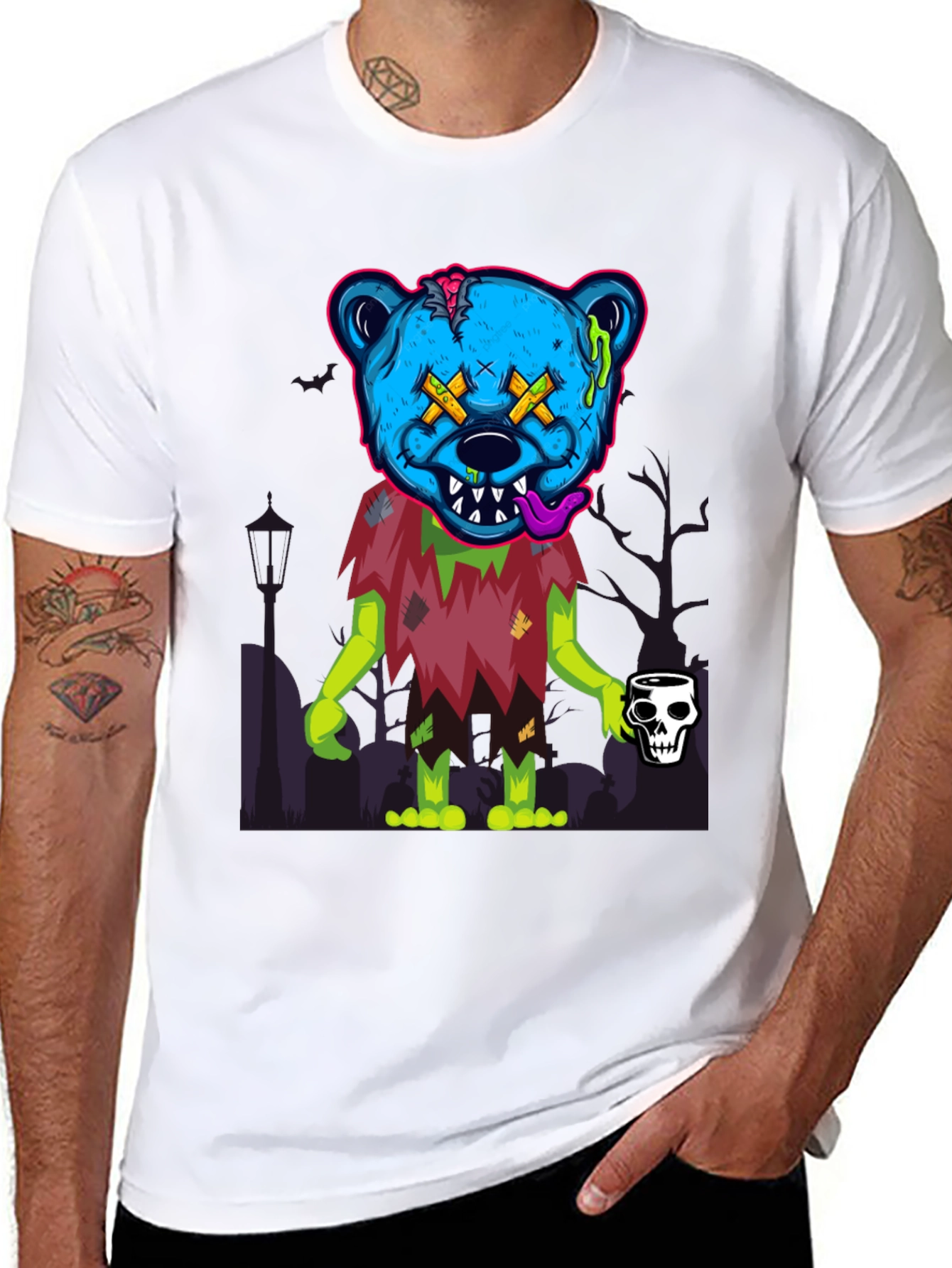 Zombie Bear Graphic Tee - Spooky & Stylish