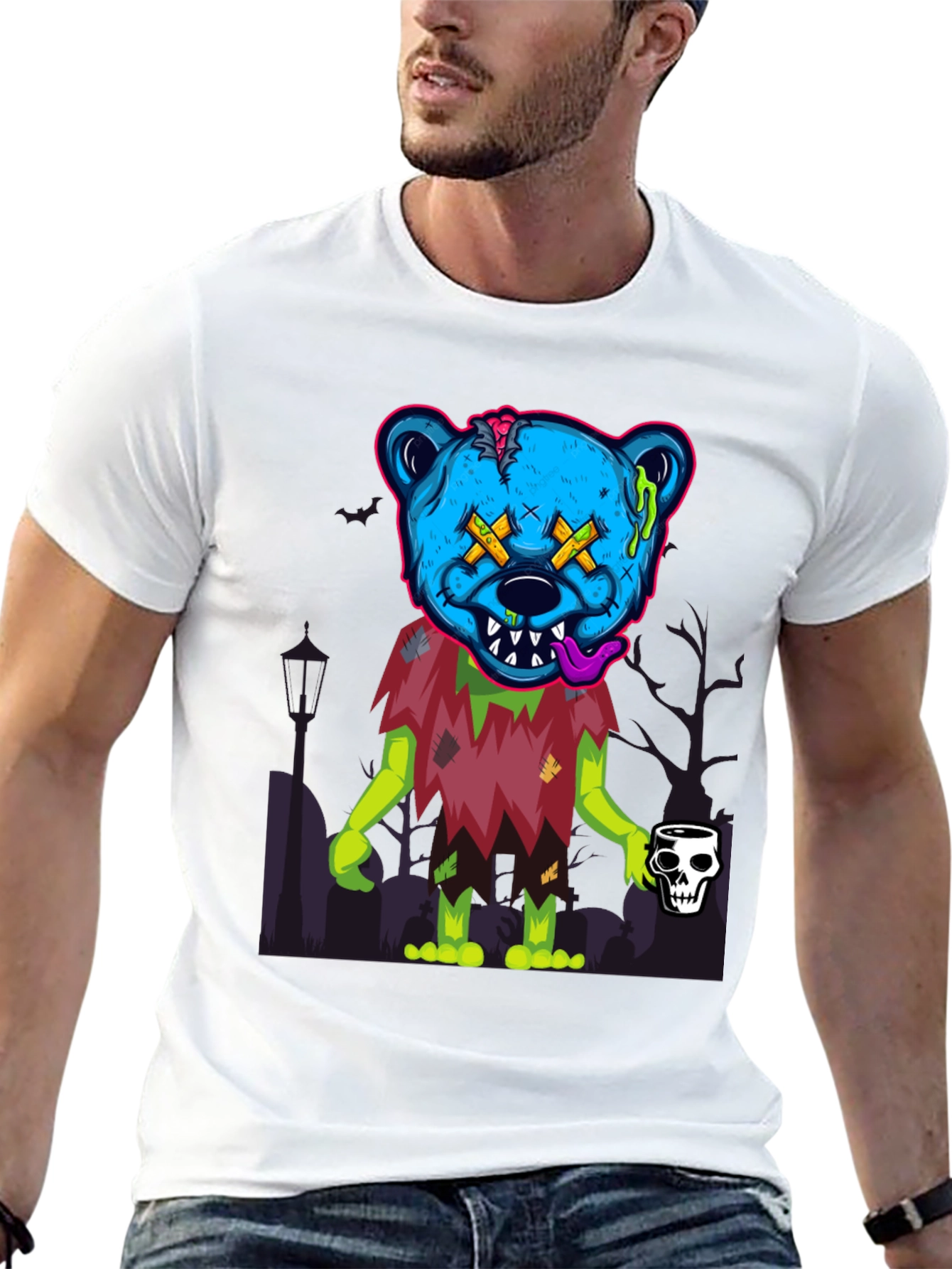 Zombie Bear Graphic Tee - Spooky & Stylish