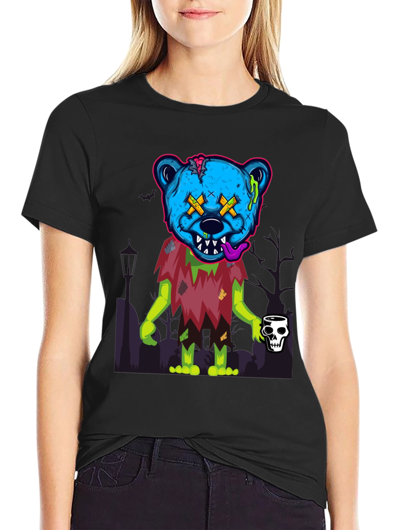 Zombie Bear Graphic Tee - Spooky & Stylish