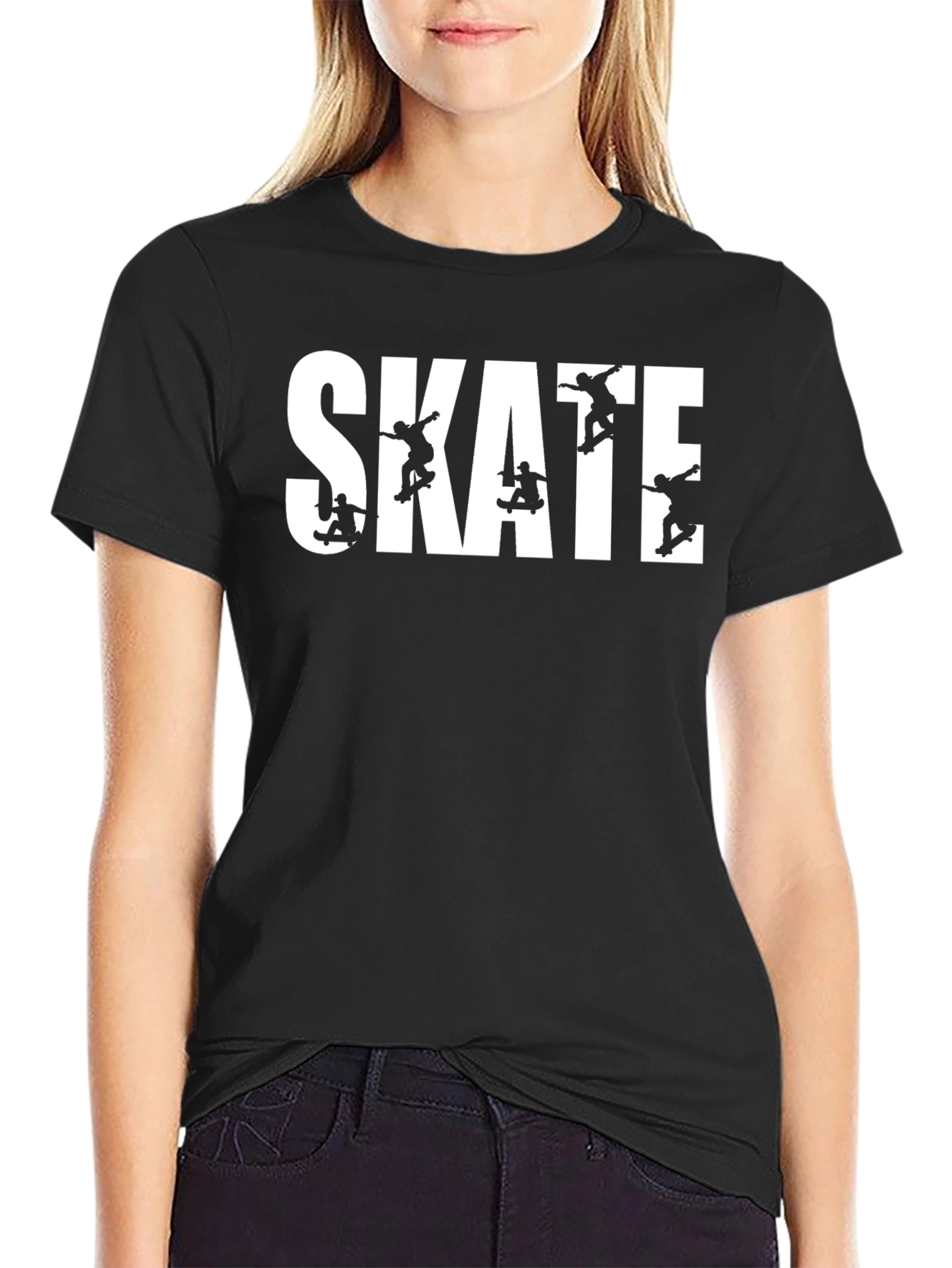 Skate Graphic Tee - Black Crew Neck T-Shirt