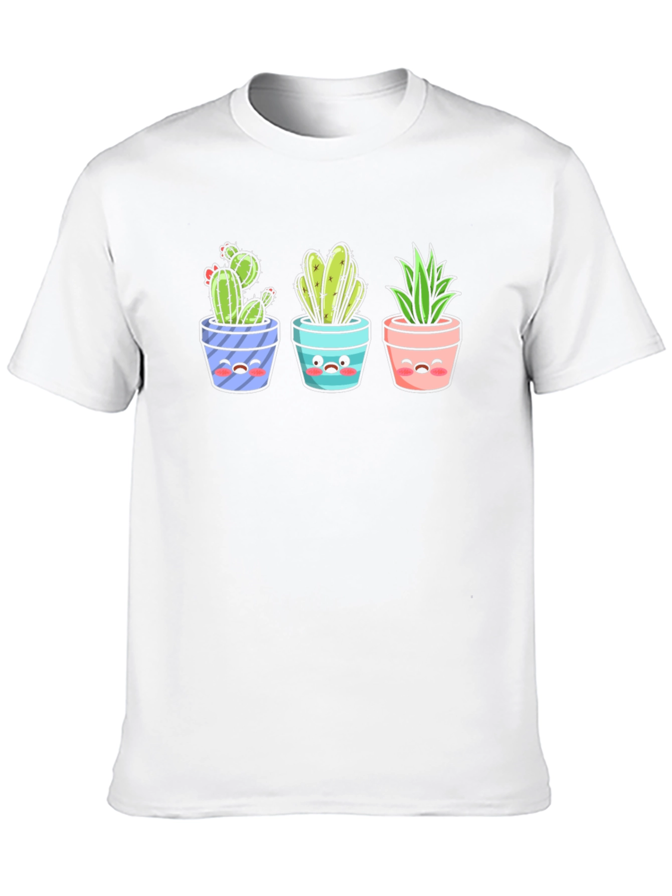 Kawaii Cactus T-Shirt: Cute Potted Plants Graphic Tee