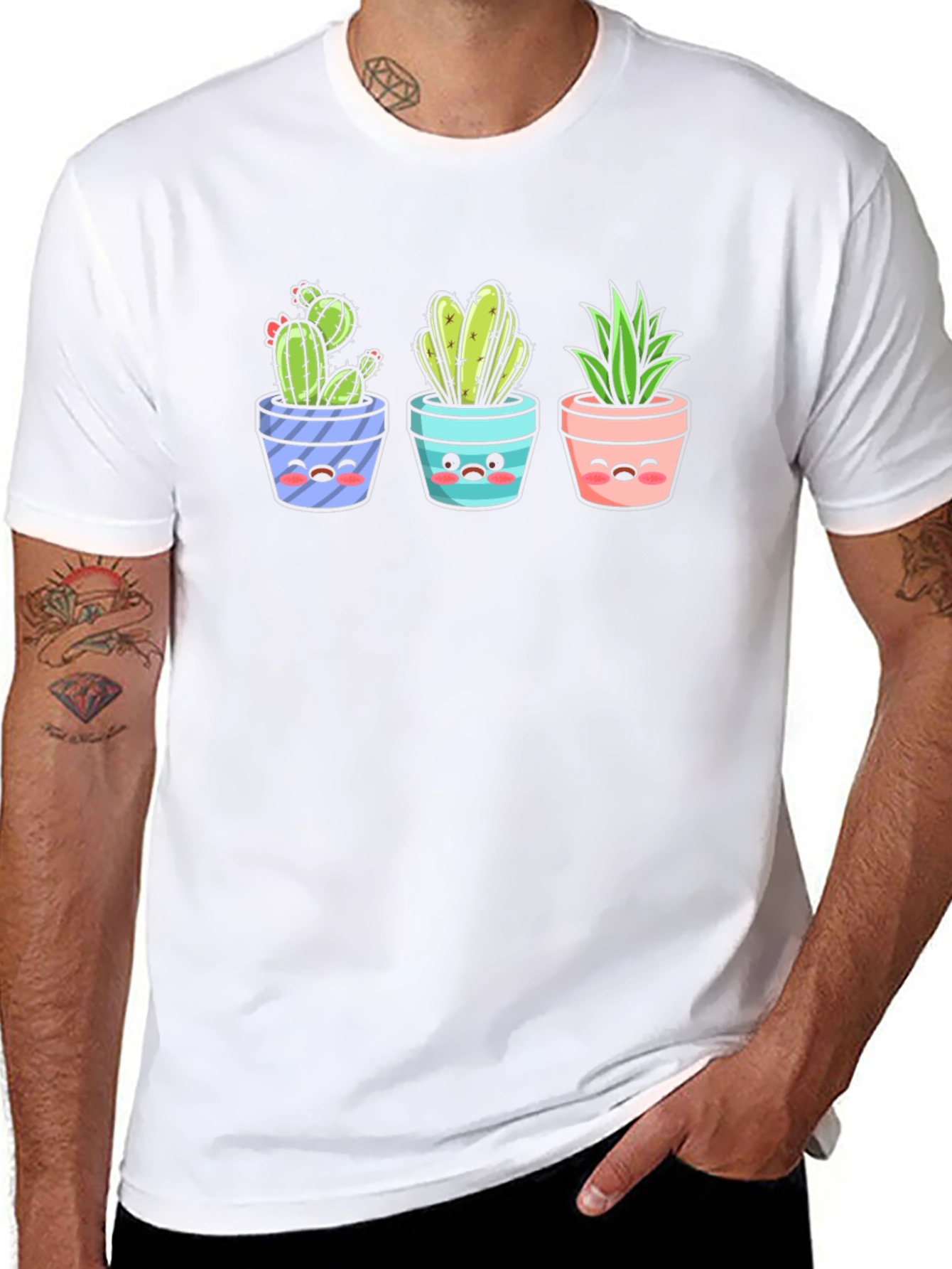 Kawaii Cactus T-Shirt: Cute Potted Plants Graphic Tee