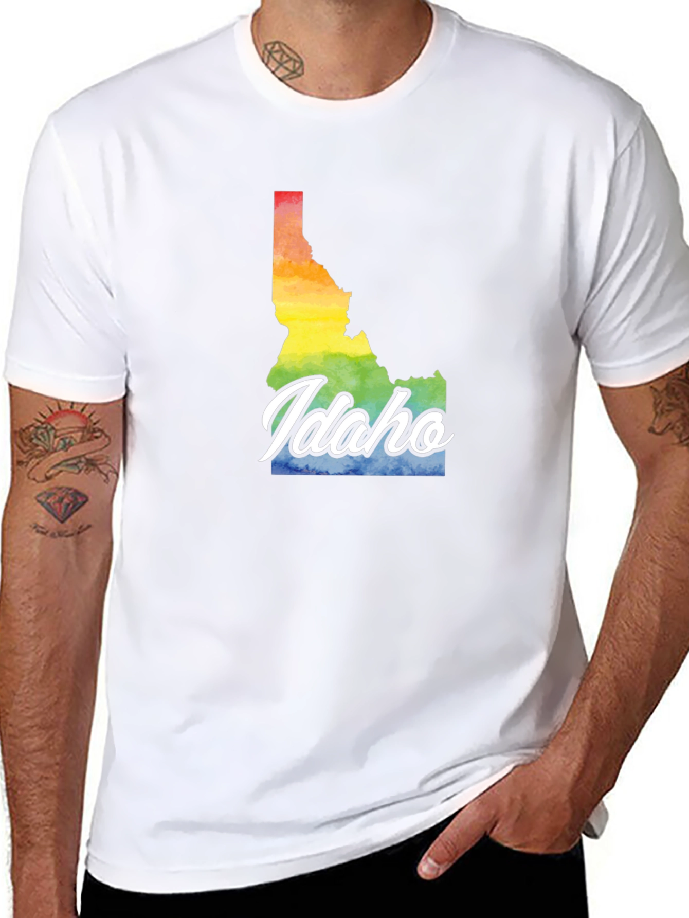 Idaho Pride T-Shirt - Rainbow State Map Tee