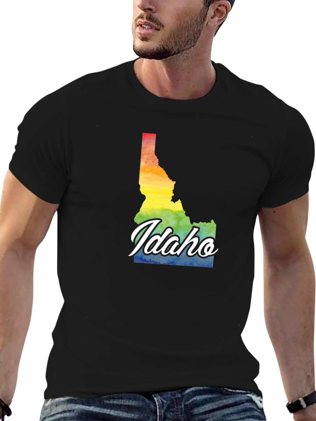 Idaho Pride T-Shirt - Rainbow State Map Tee
