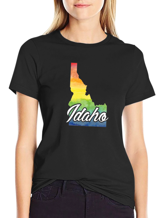 Idaho Pride T-Shirt - Rainbow State Map Tee