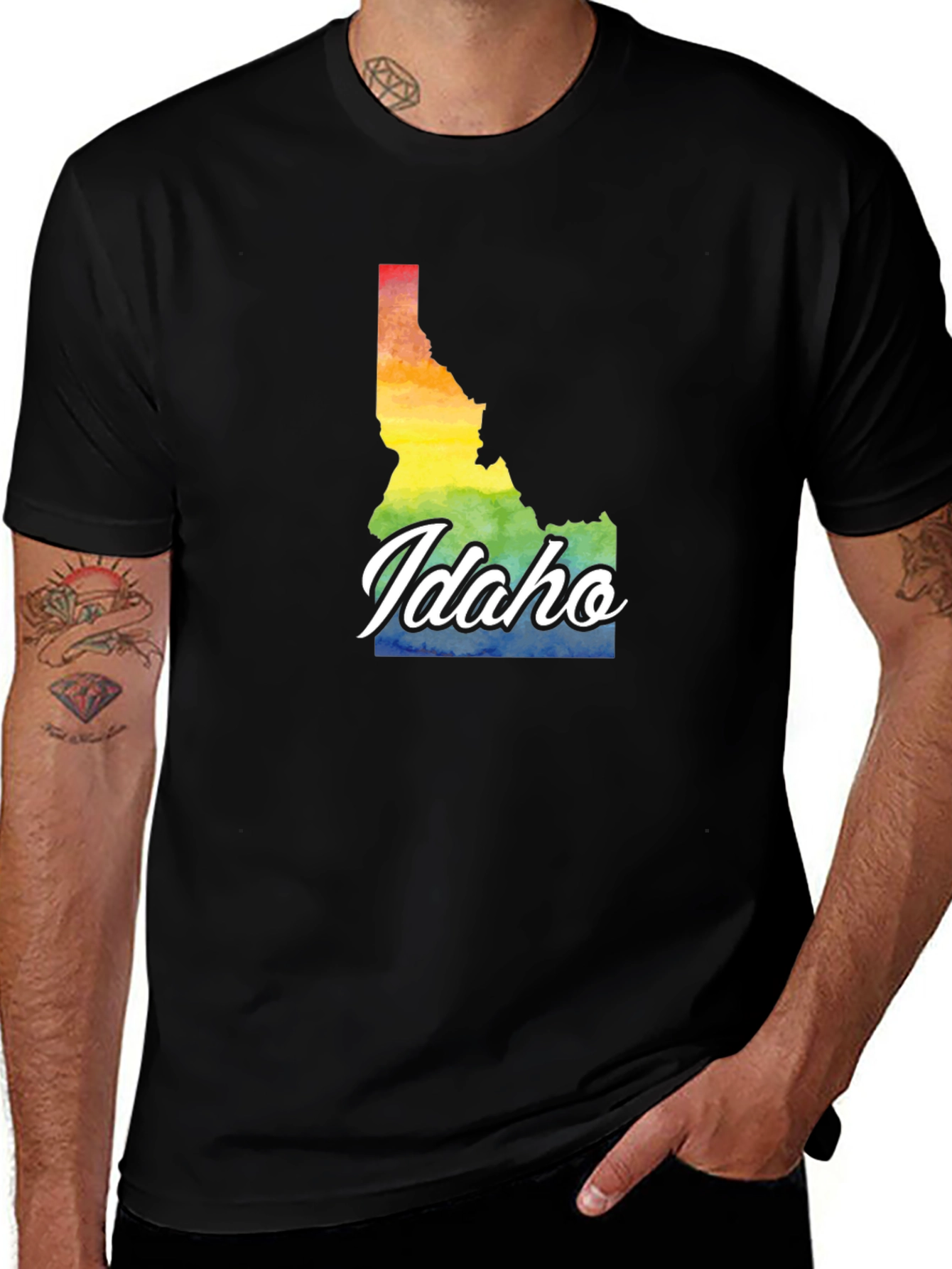 Idaho Pride T-Shirt - Rainbow State Map Tee