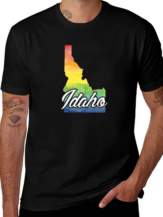 Idaho Pride T-Shirt - Rainbow State Map Tee